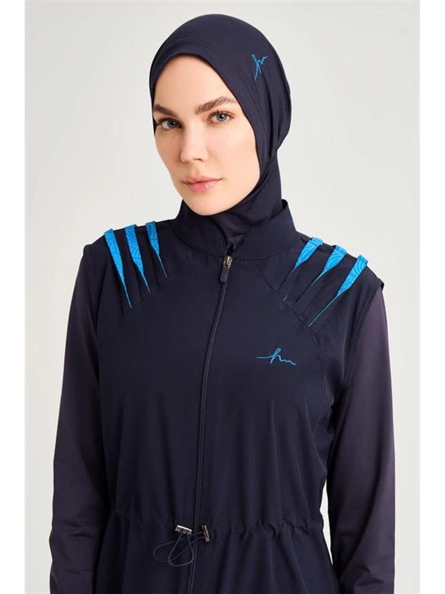 Haşema Su Serisi 5 Parça Lacivert Tesettür Mayo Takımı HSM3050