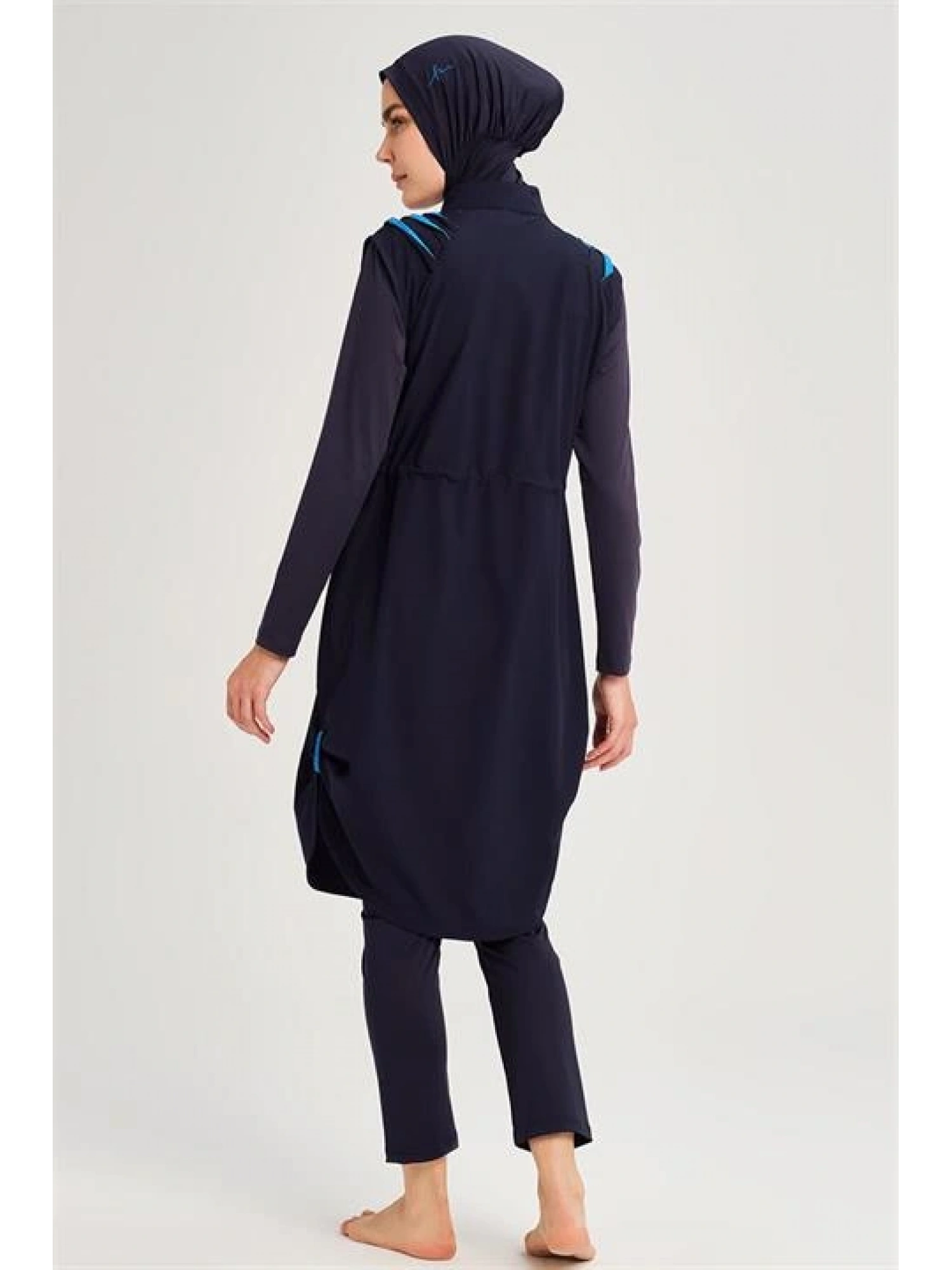 Haşema Su Serisi 5 Parça Lacivert Tesettür Mayo Takımı HSM3050