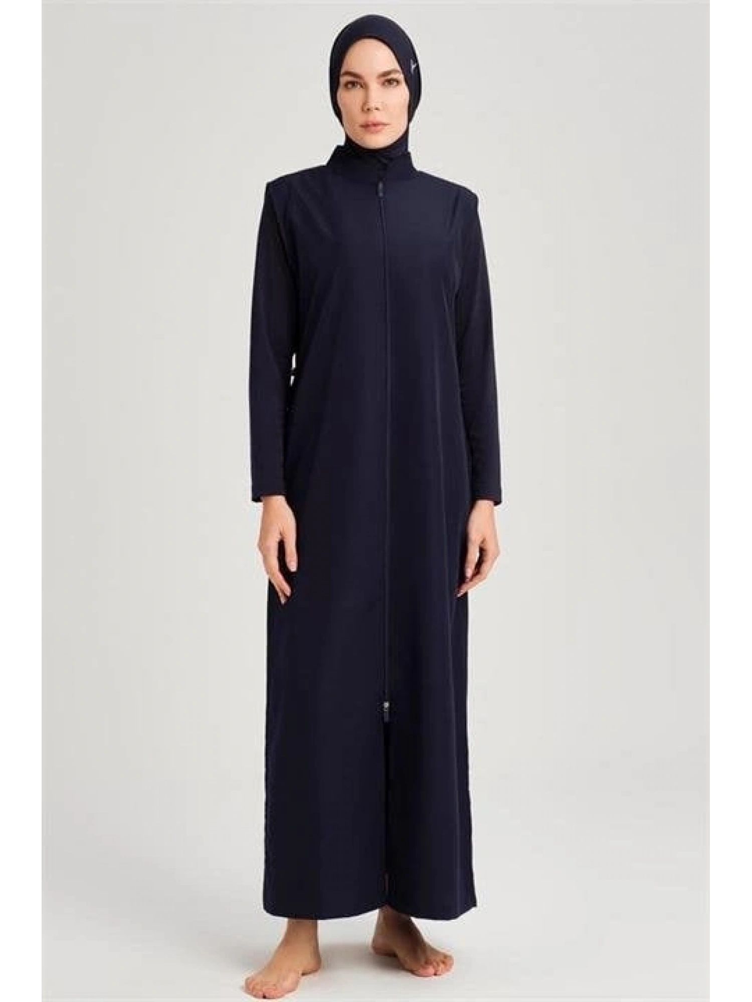 Haşema Tam Boy Jileli Siyah 4 Parça Tesettür Mayo Takımı HSM6021