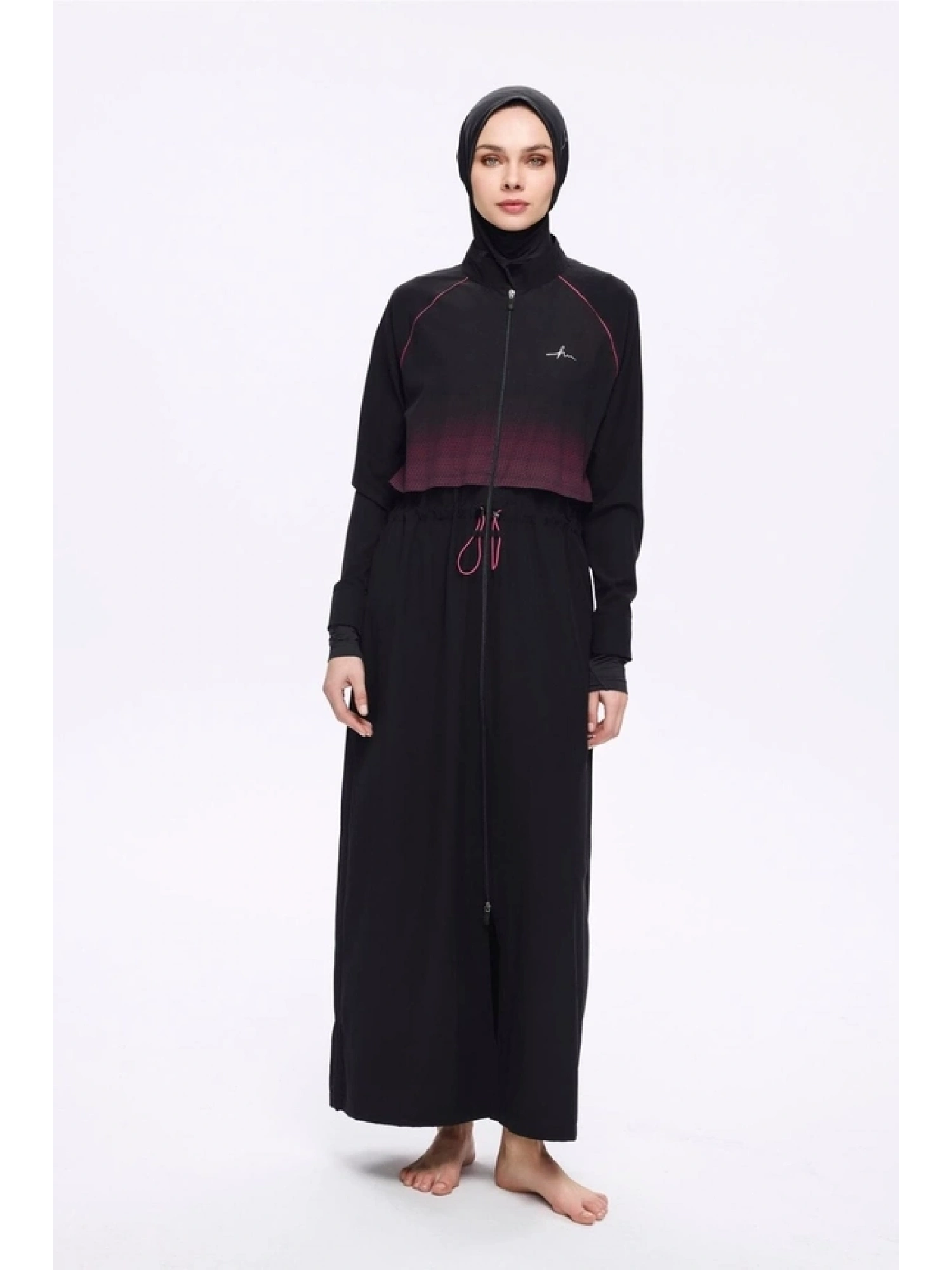Haşema Tam Boy Siyah 5 Parça Tesettür Mayo Takımı HSM5048