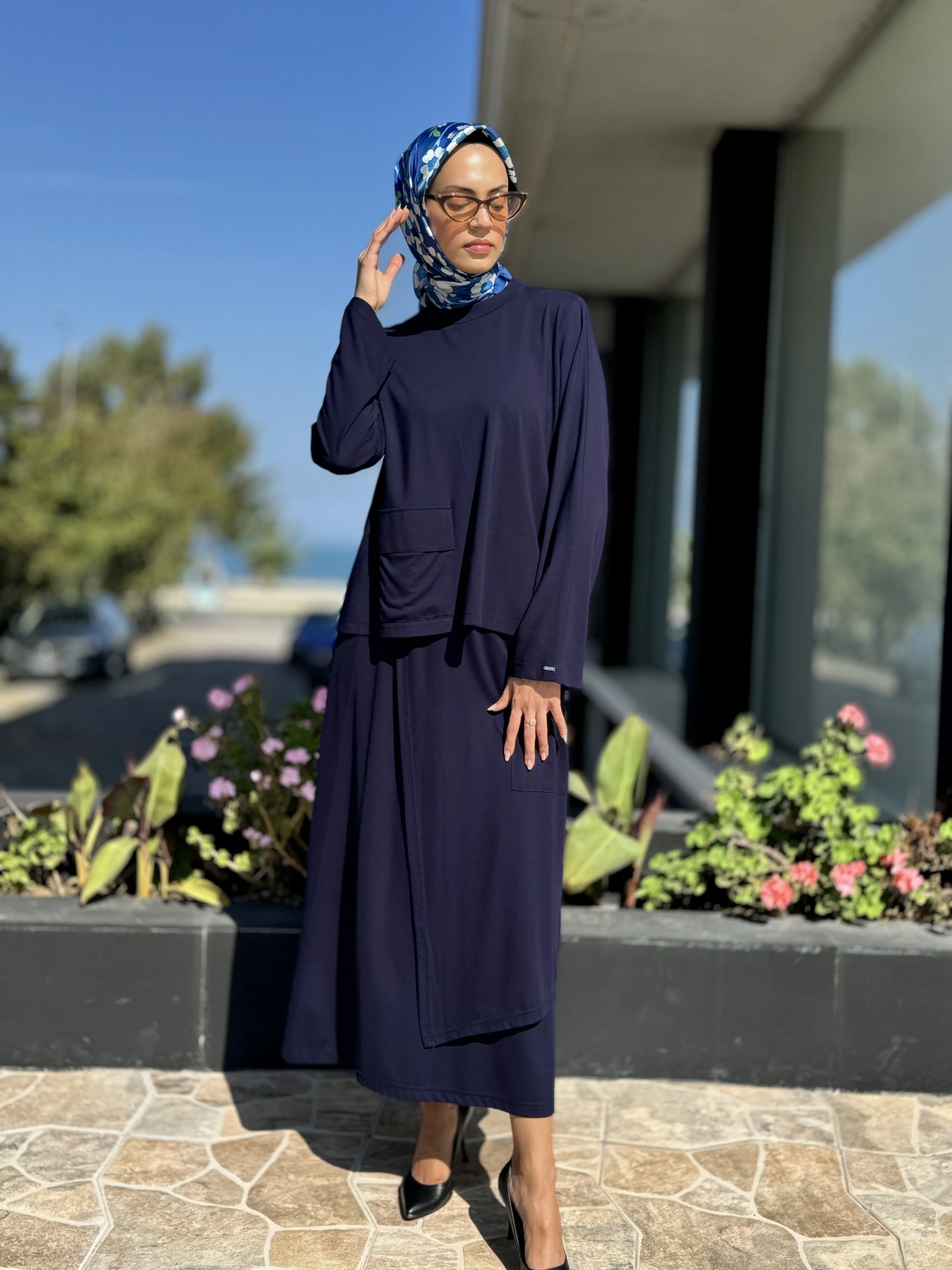 İNVEE Cep Detaylı Bluz Etek Takım 7023