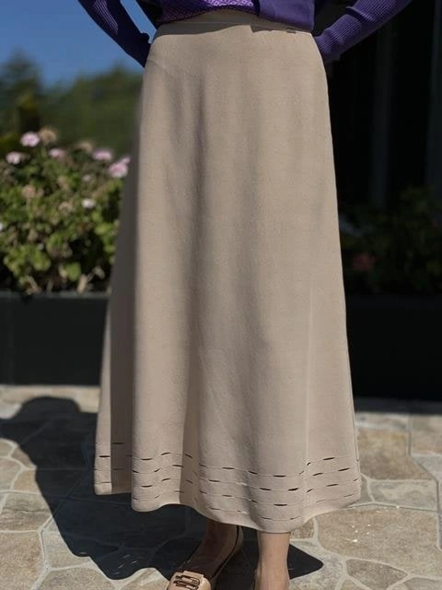 İnvee Etek Ucu Lazer Kesim Rayon Triko Etek 6904