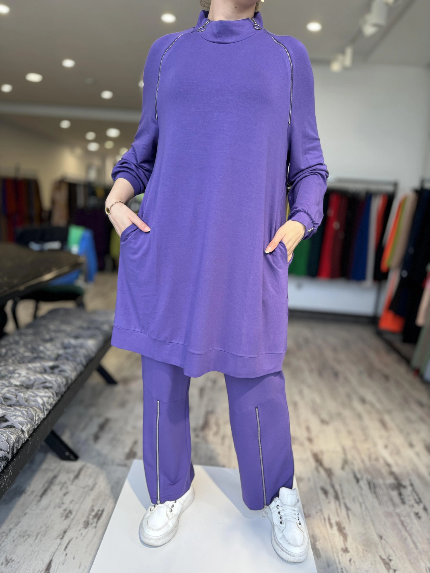 İnvee Fermuar Detaylı Tunik Pantolon Takım 6956