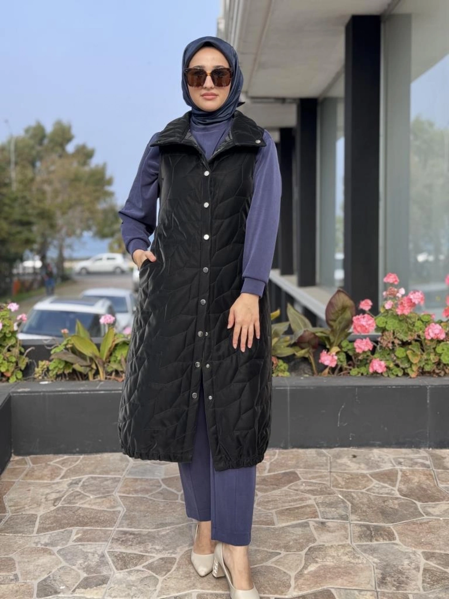 İnvee Triko Detaylı Çıtçıtlı Rugan Yelek