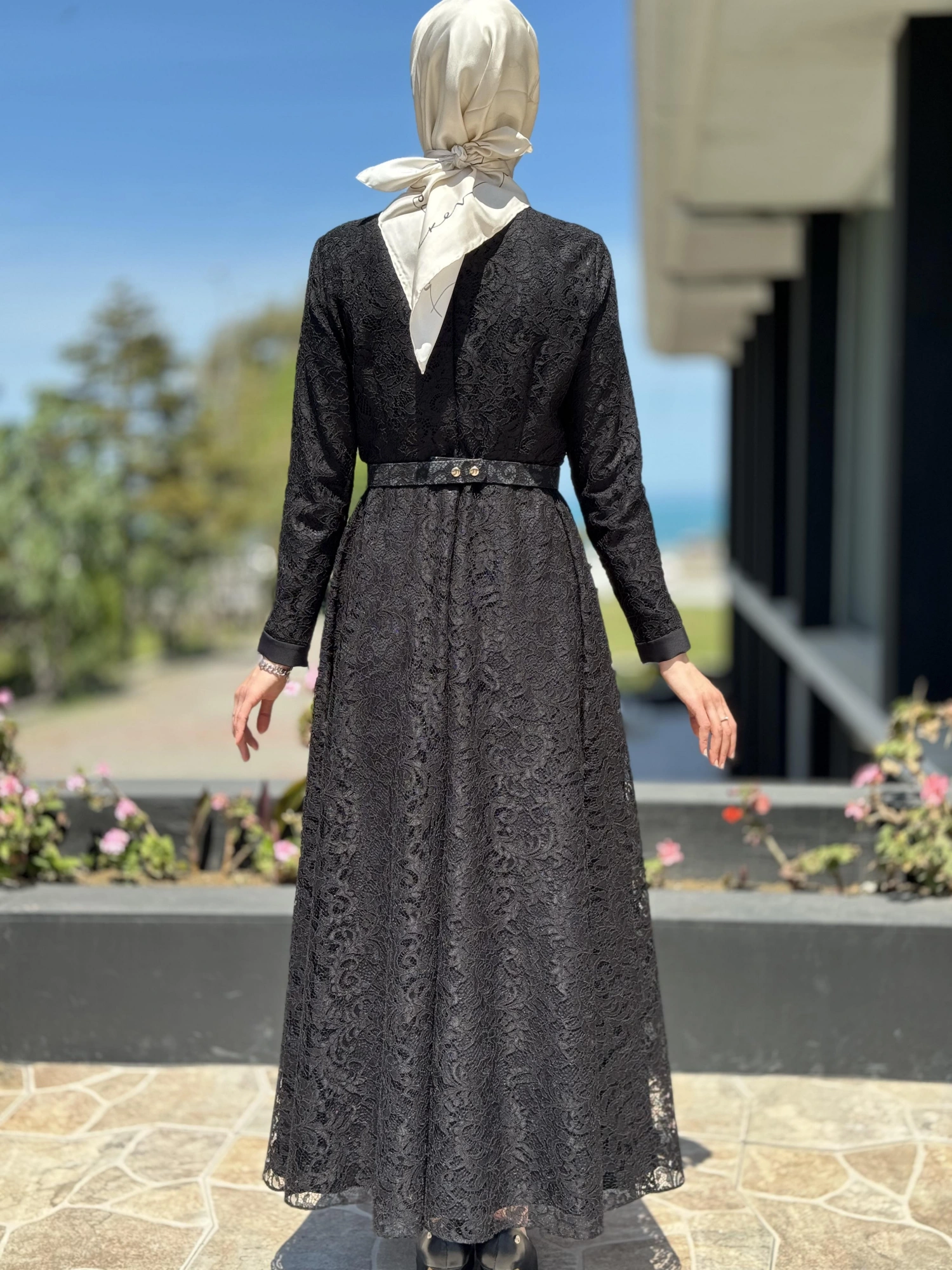 Jamila Sarah Dantelli Tesettür Abiye Elbise 3017