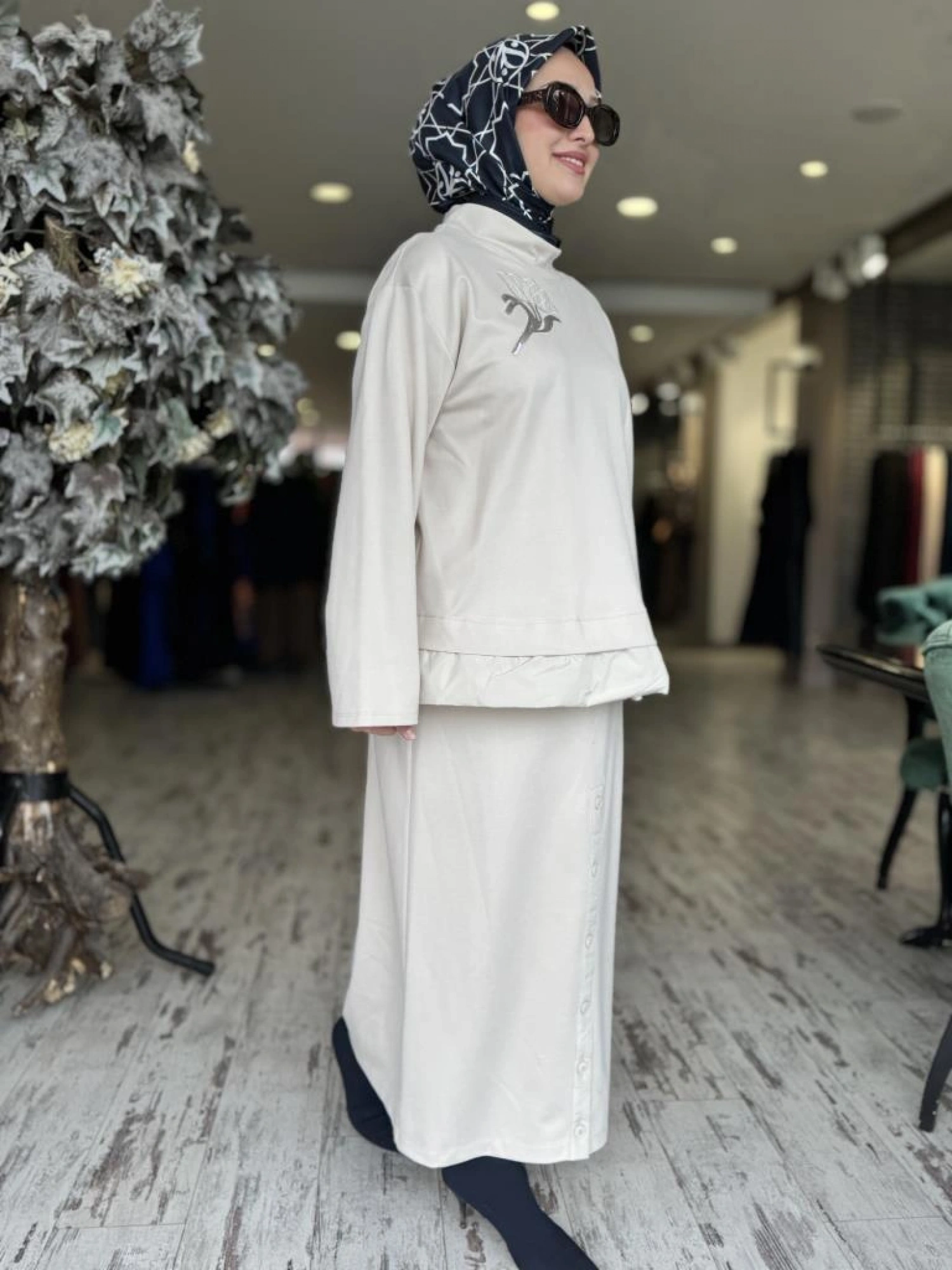 Kahma Düğme Detaylı Örme Etek