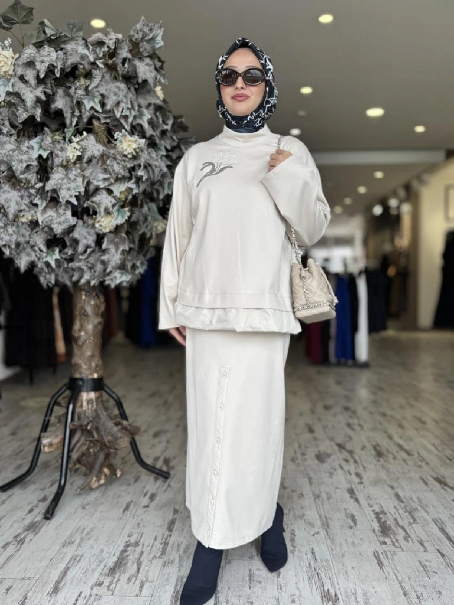 Kahma Düğme Detaylı Örme Etek