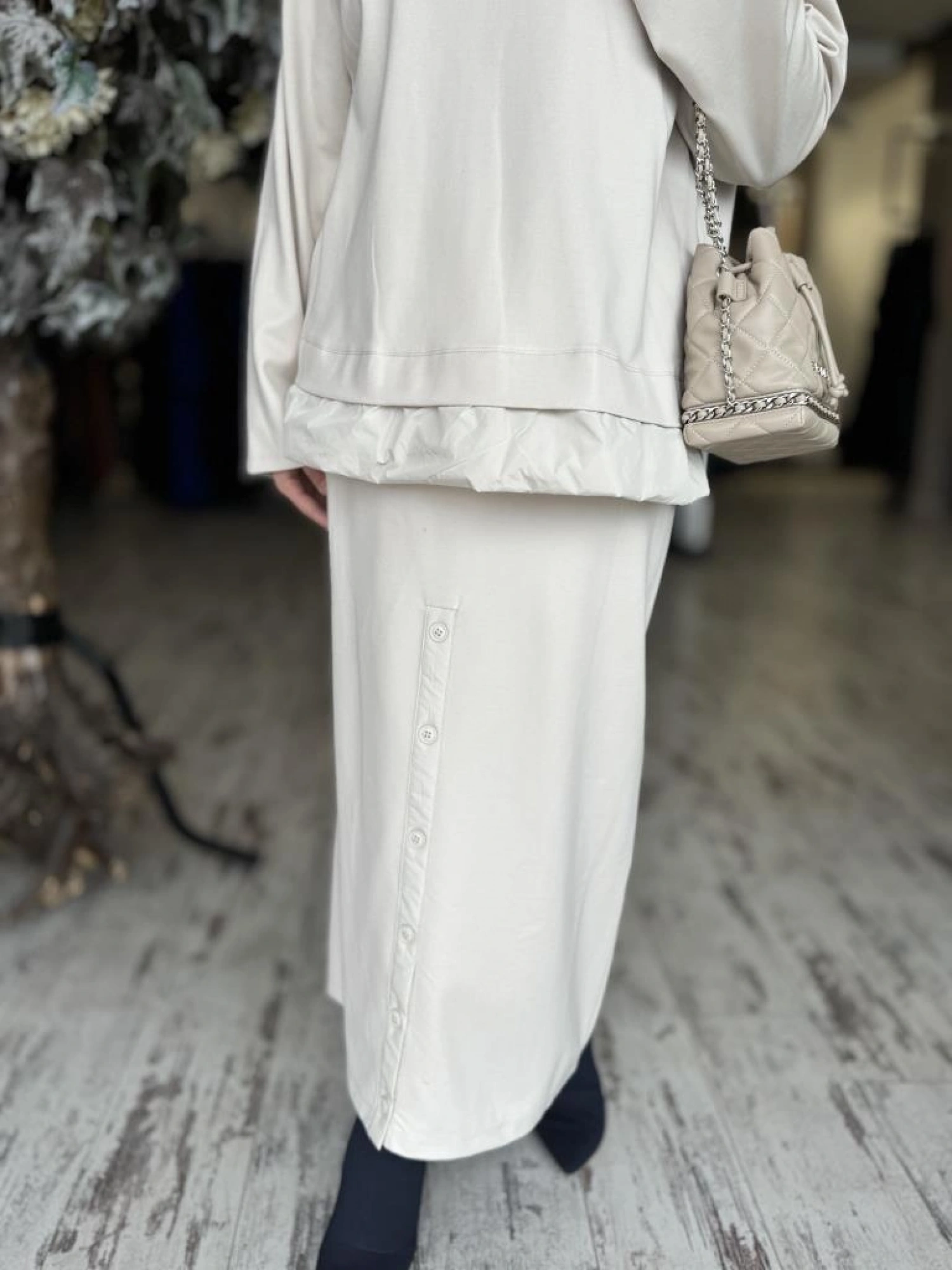 Kahma Düğme Detaylı Örme Etek