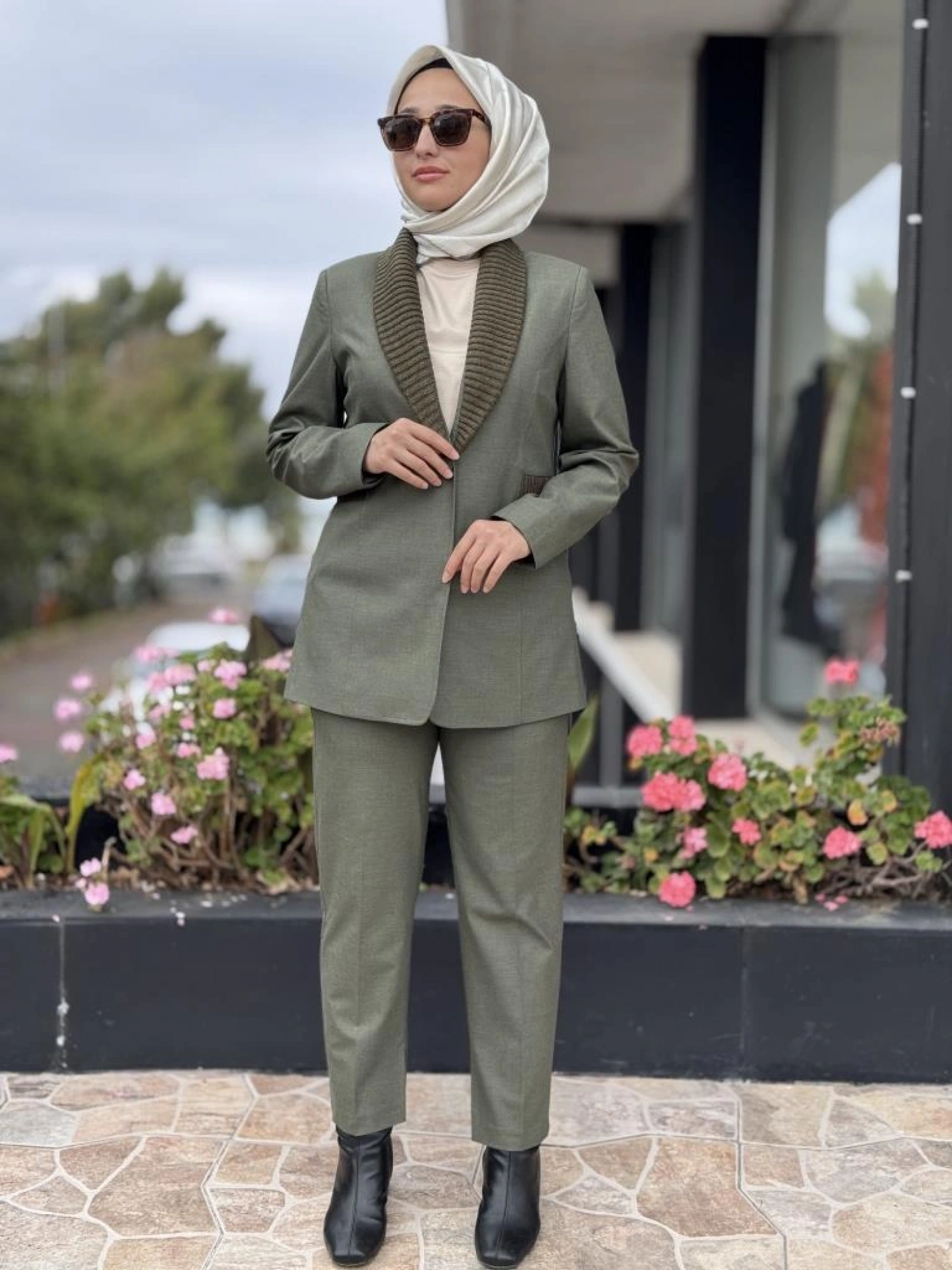 Kahma Triko Detaylı Ceket Pantolon Takım