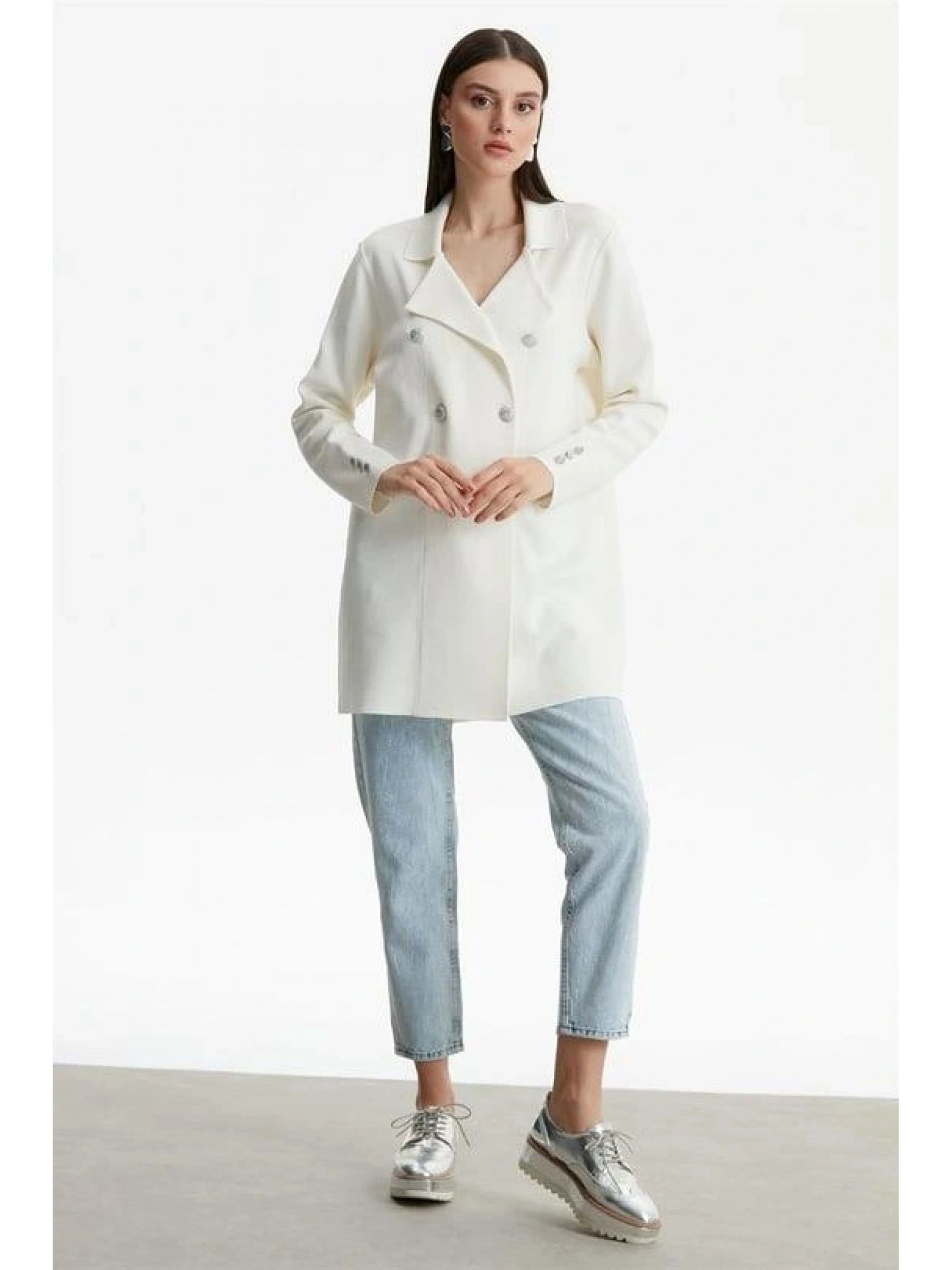 Kruvaze Yaka Rayon Ceket/Hırka HRK21464