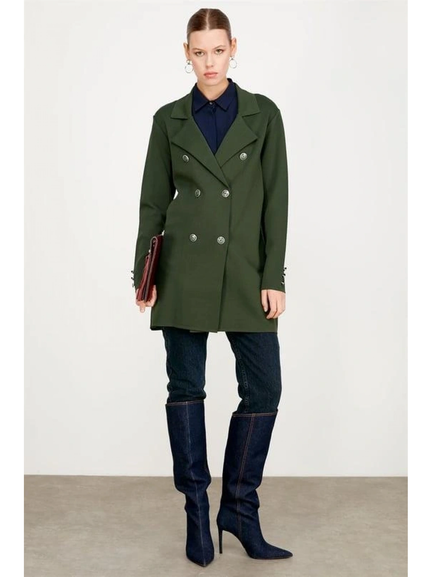 Kruvaze Yaka Rayon Ceket/Hırka HRK21464