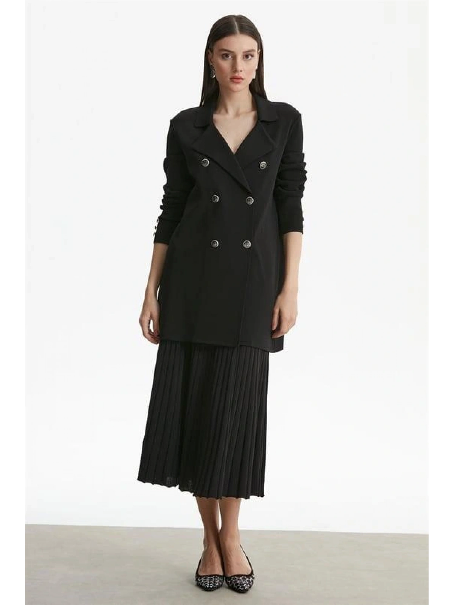 Kruvaze Yaka Rayon Ceket/Hırka HRK21464