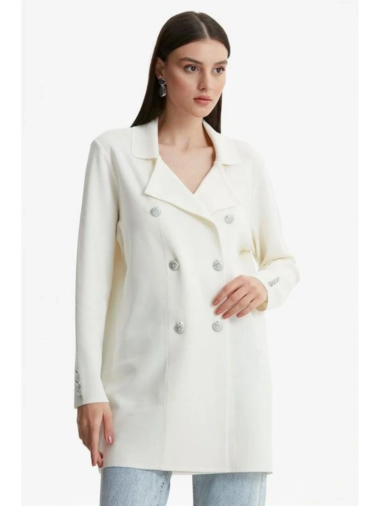 Kruvaze Yaka Rayon Ceket/Hırka HRK21464