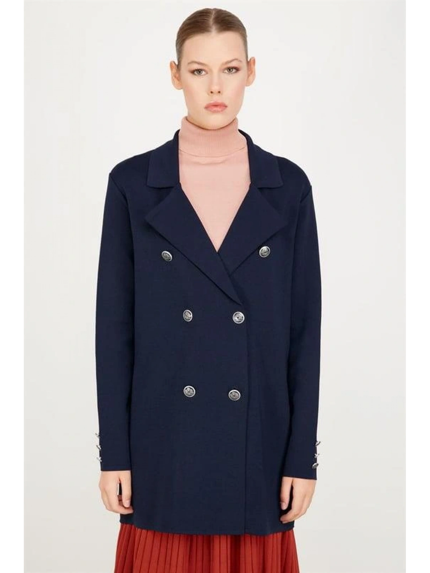 Kruvaze Yaka Rayon Ceket/Hırka HRK21464