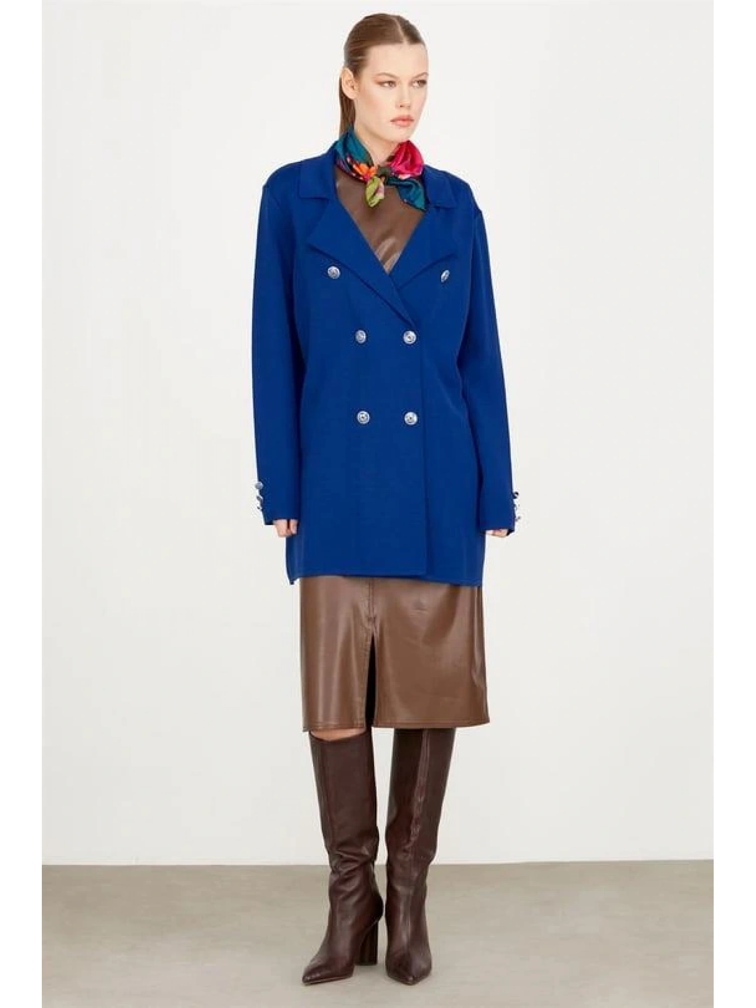 Kruvaze Yaka Rayon Ceket/Hırka HRK21464