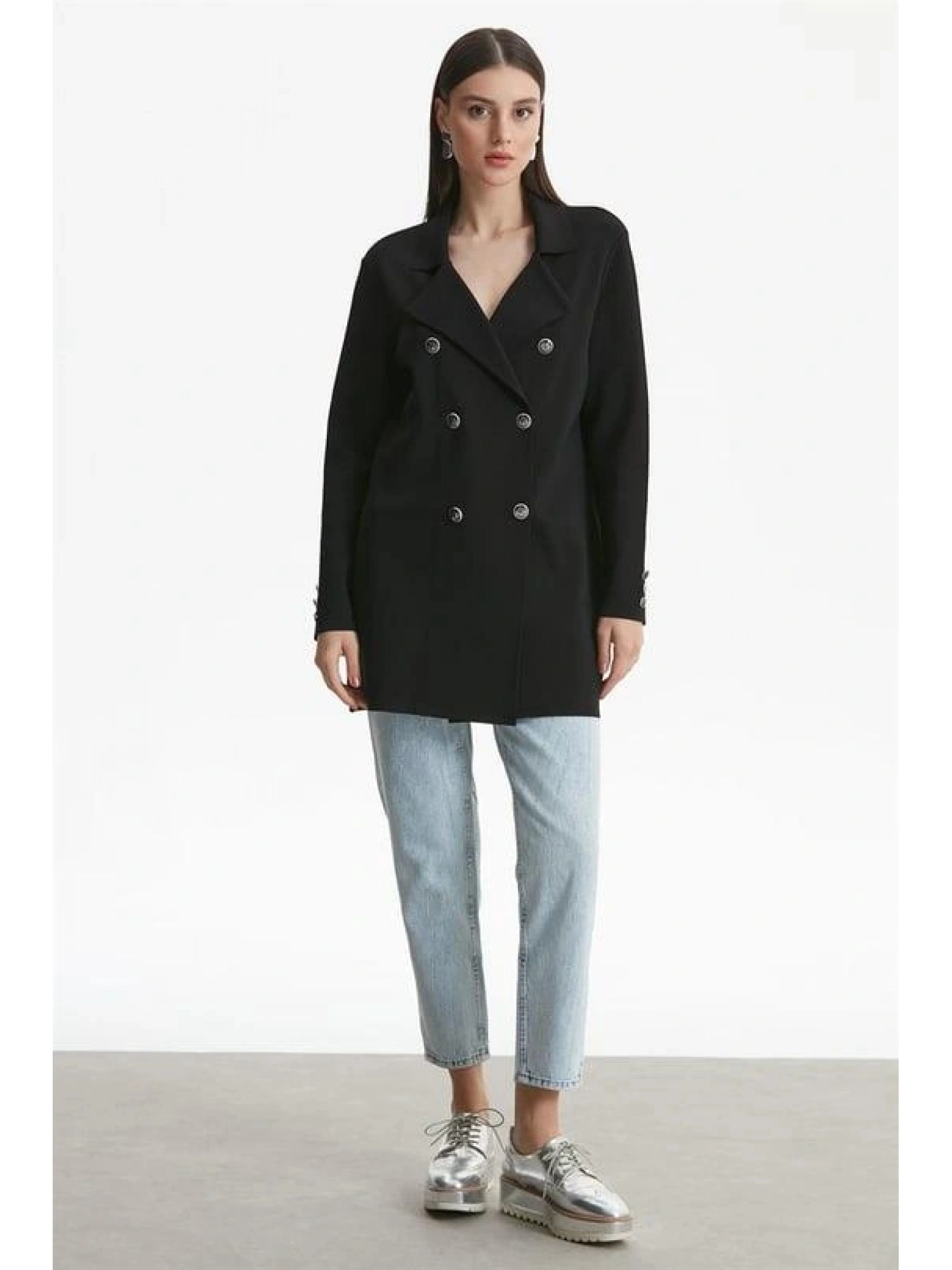 Kruvaze Yaka Rayon Ceket/Hırka HRK21464