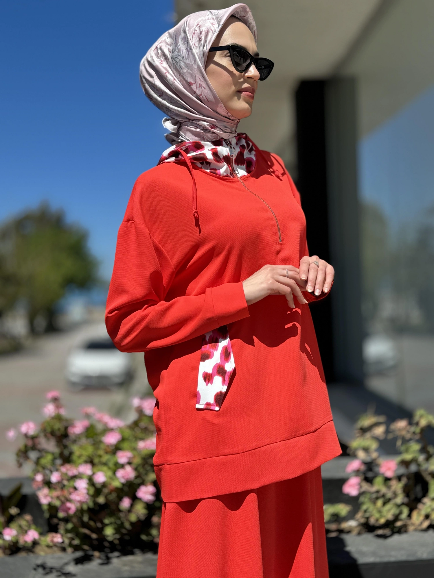 Lisa Kapüşonlu Tunik Etek Takım 3032