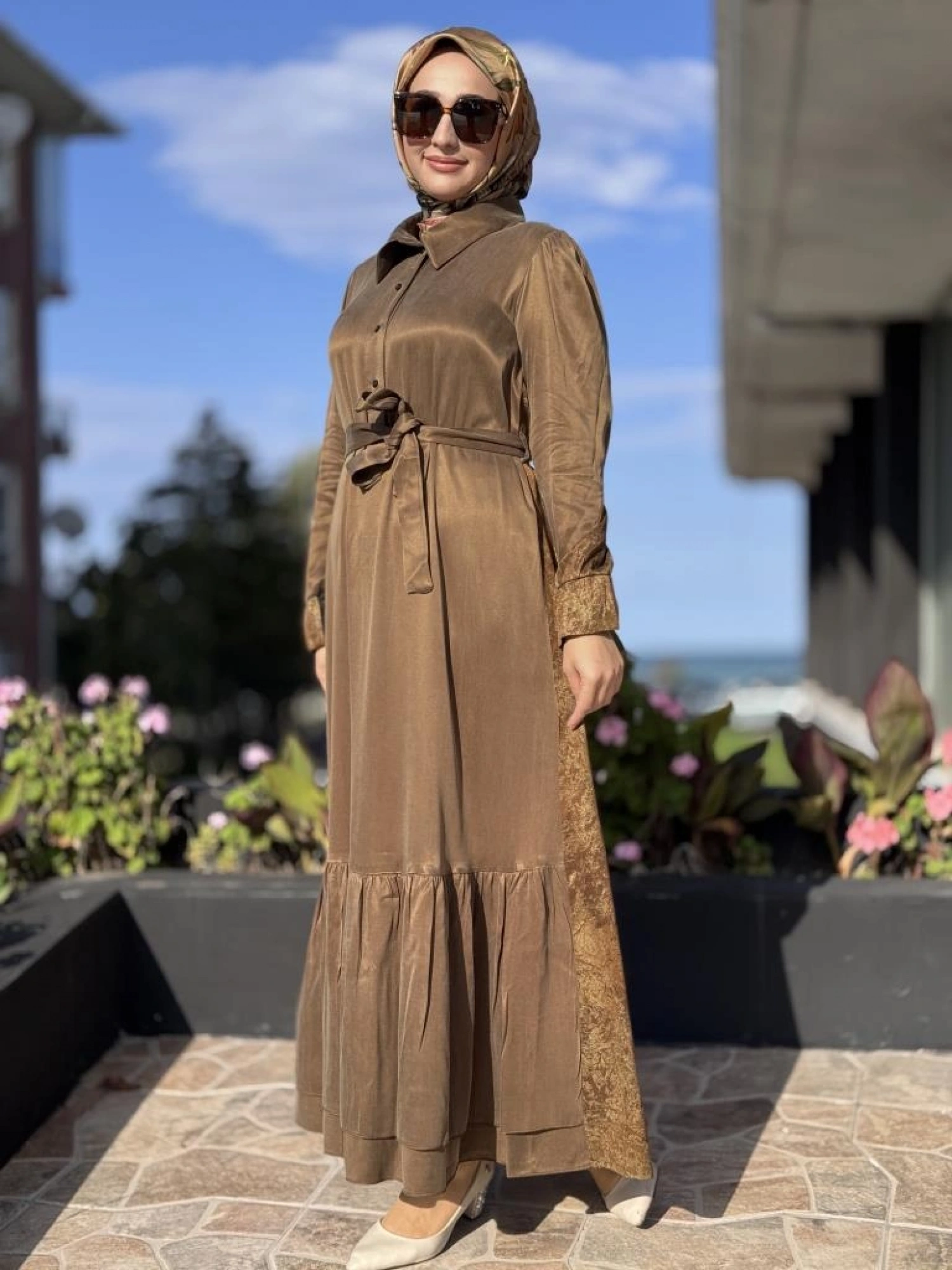 Misswhence Arkası Desenli Yarım Çıtçıt Kapamalı Cupra İpek Elbise 38827