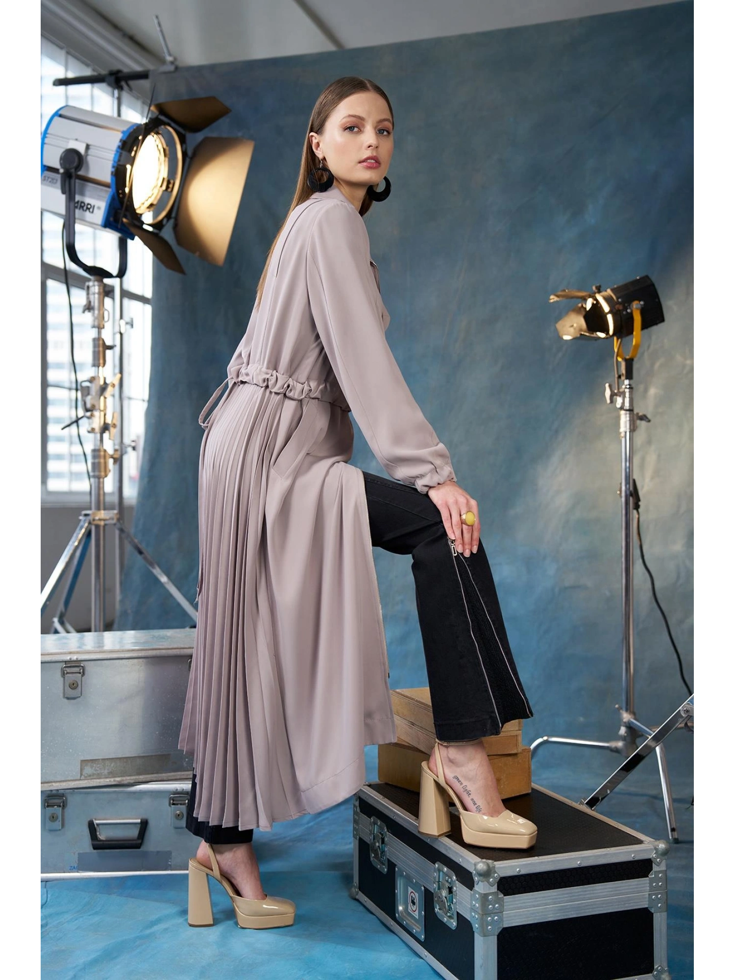 Misswhence Arkası Pliseli Fermuarlı Pardesü 35516