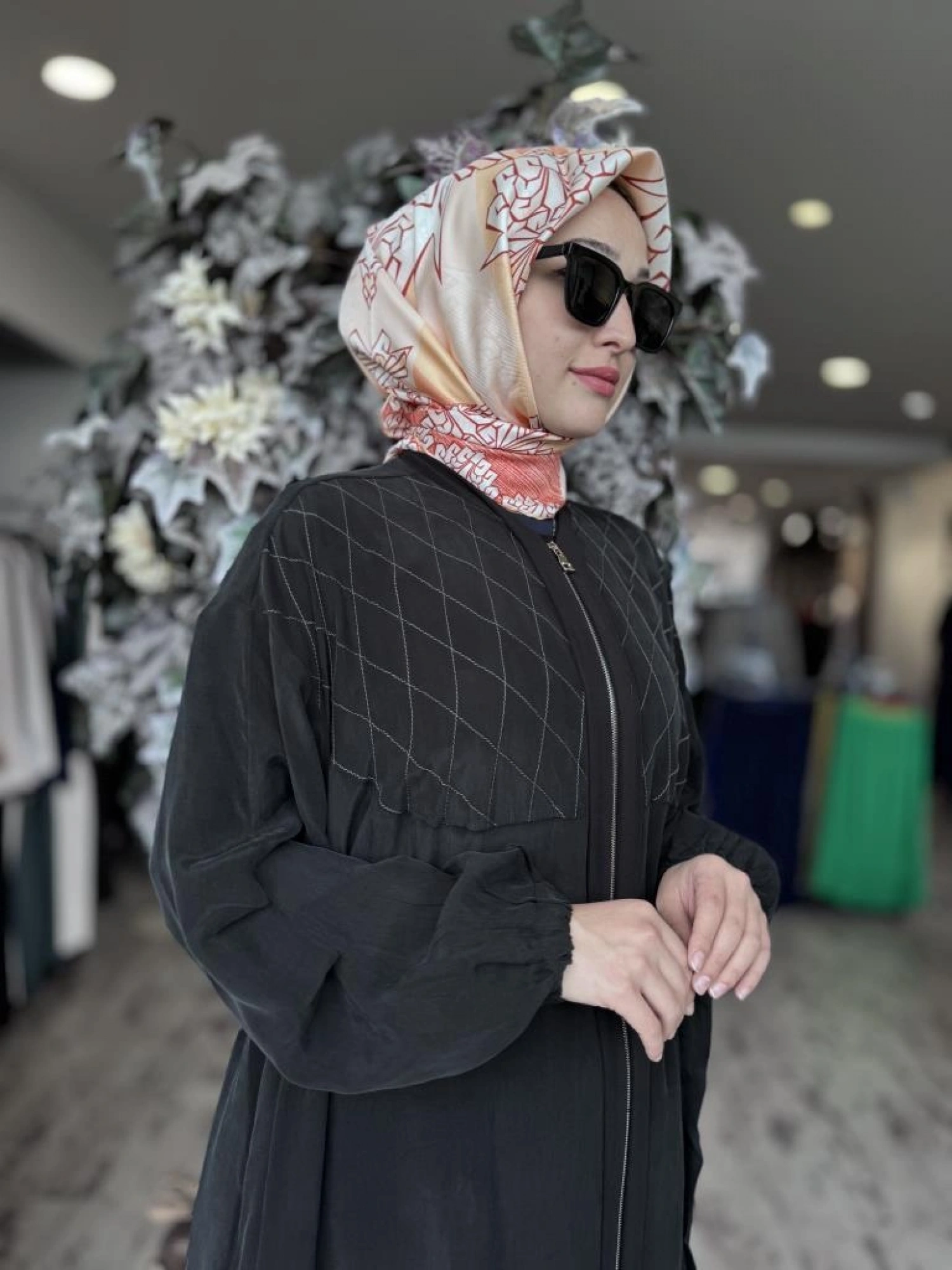 Misswhence Baklava Desen Detaylı Cupra İpek Pardesü / Ferace 37520