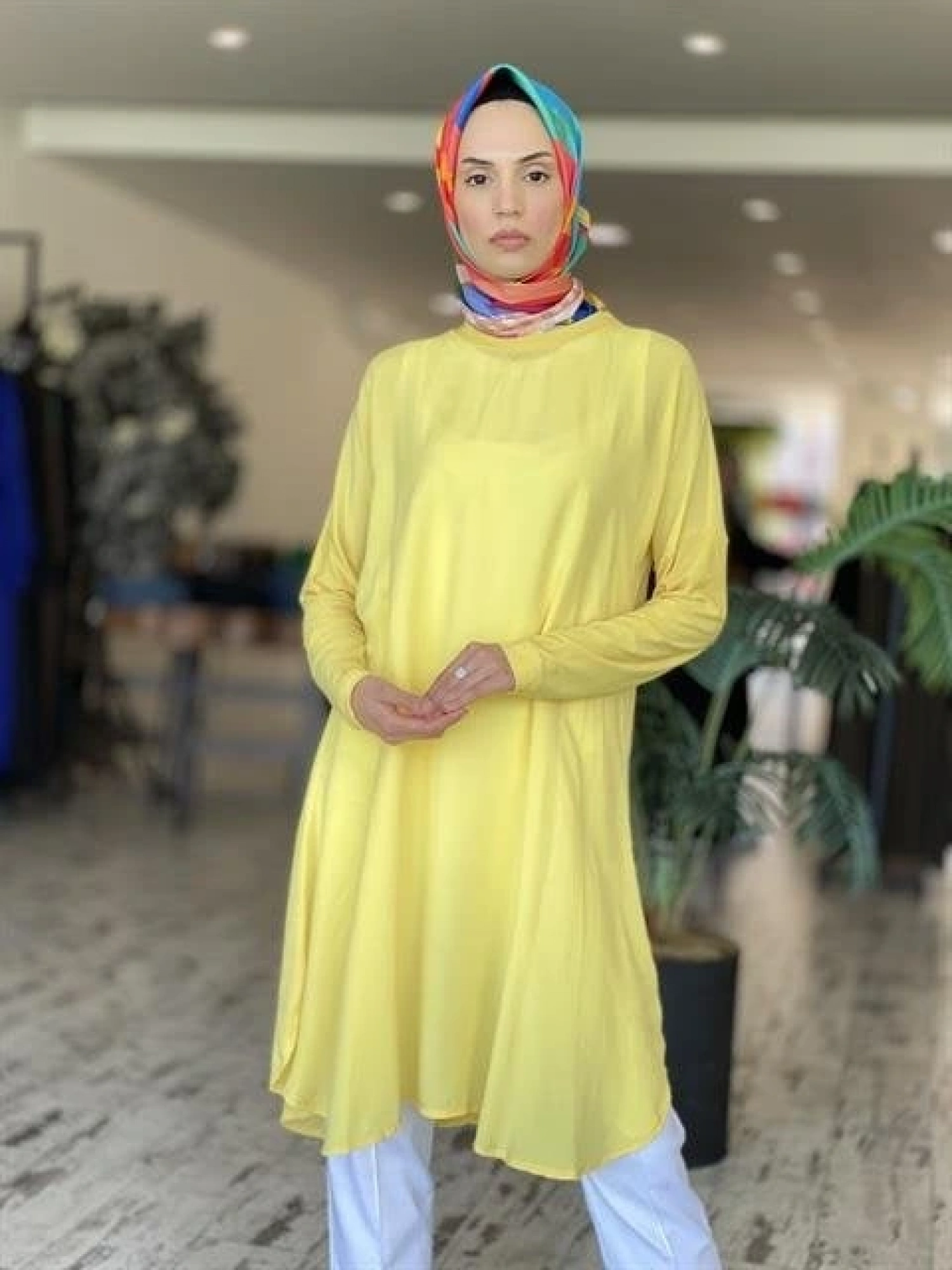 Misswhence Basic Cupra Sarı Tunik 33012