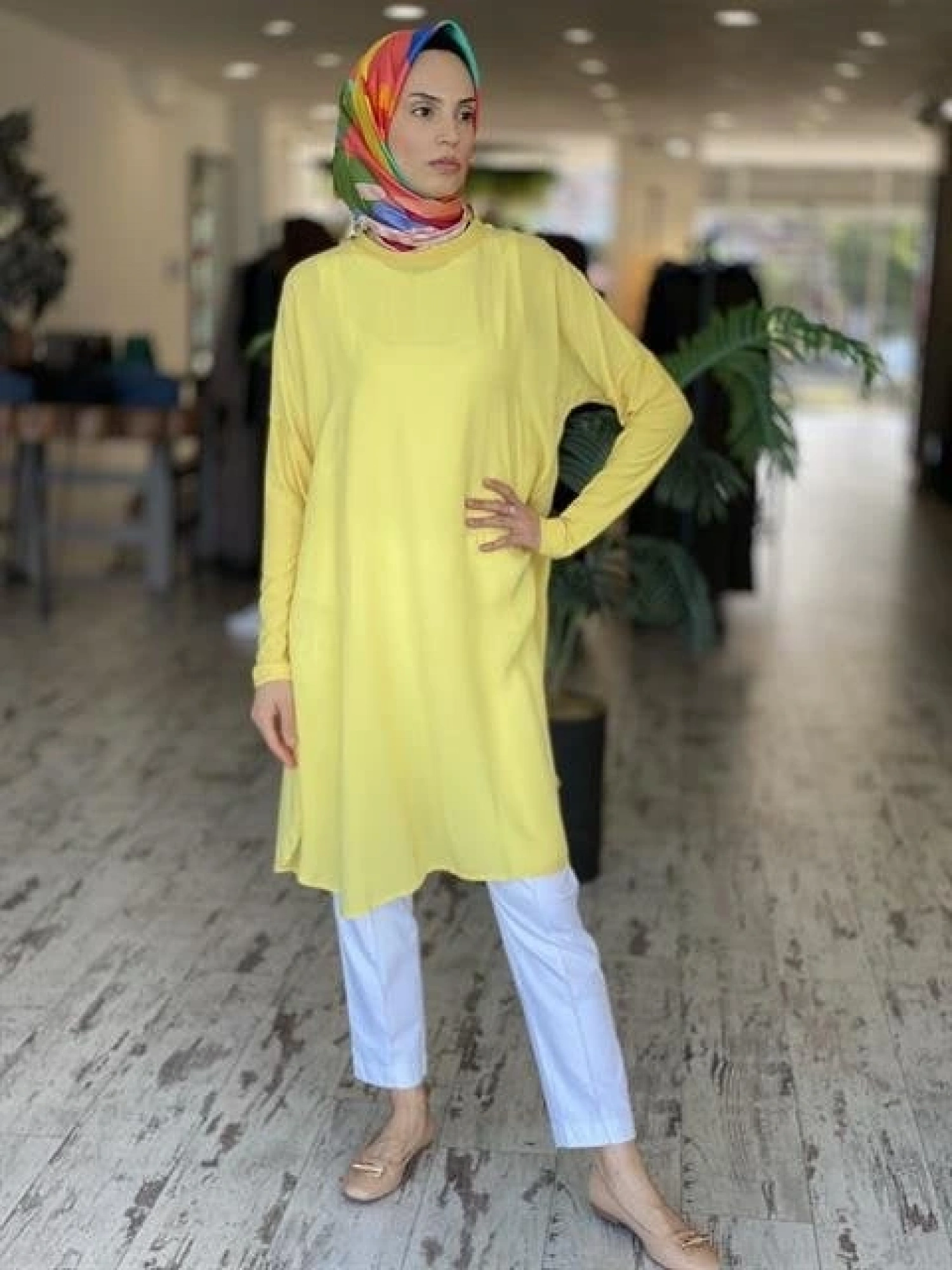 Misswhence Basic Cupra Sarı Tunik 33012