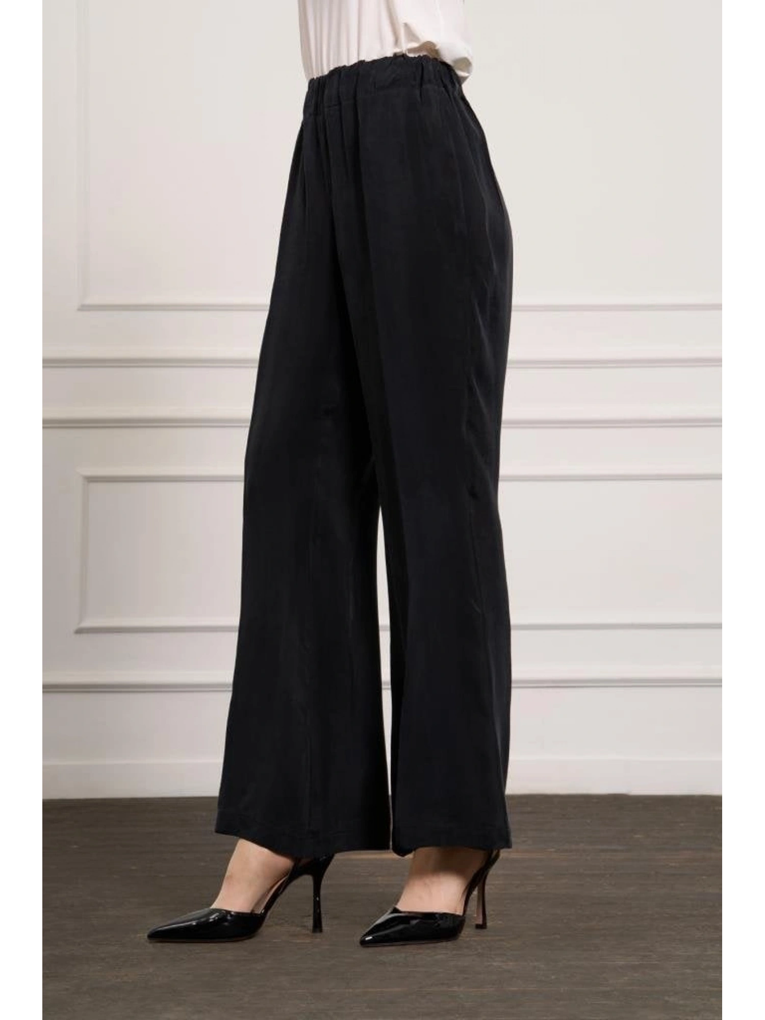 Misswhence Beli Lastikli Bol Paça Cupra İpek Pantolon 37110