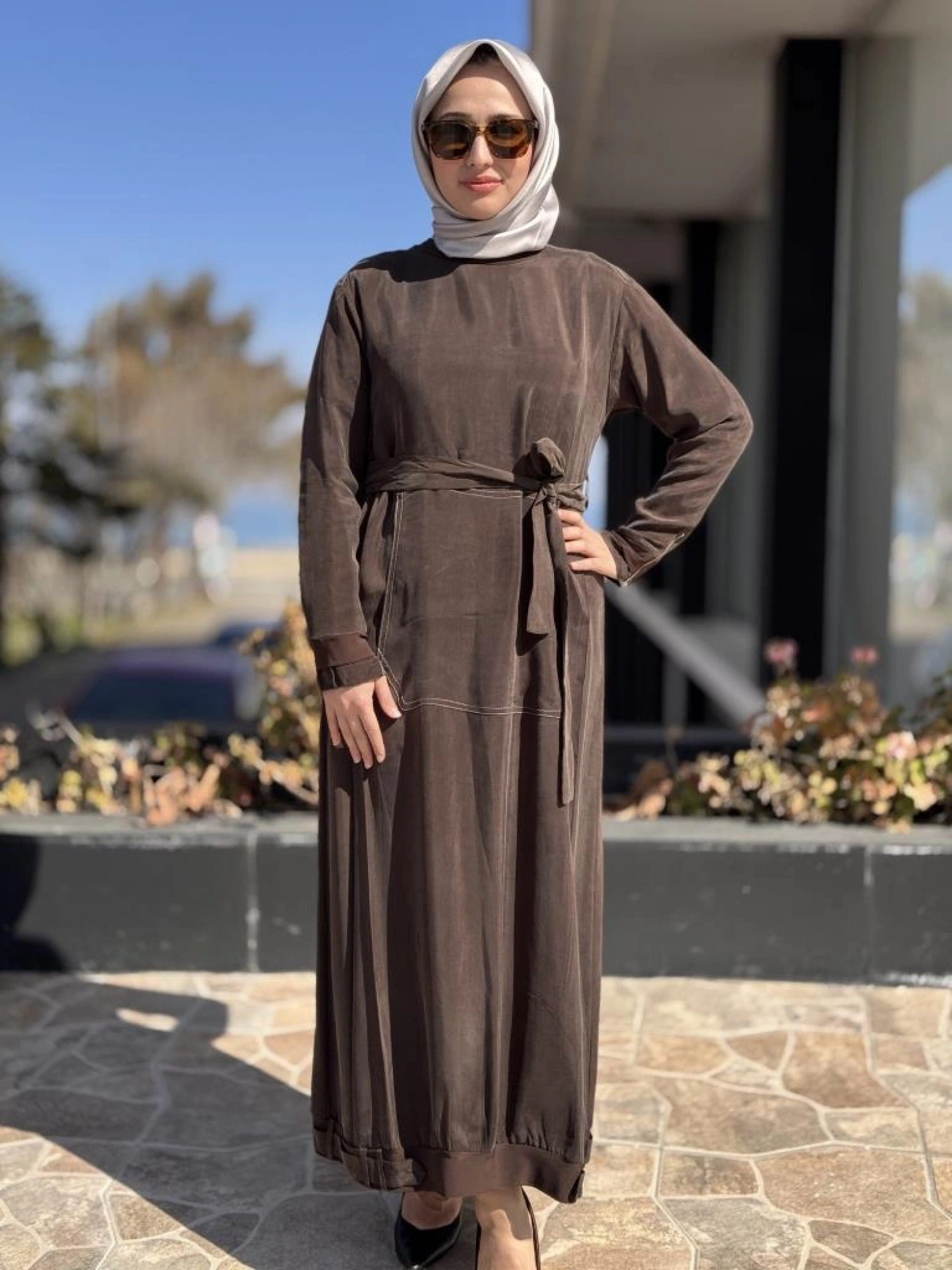 Misswhence Cep Detaylı Spor Dikişli Cupra İpek Elbise 37838