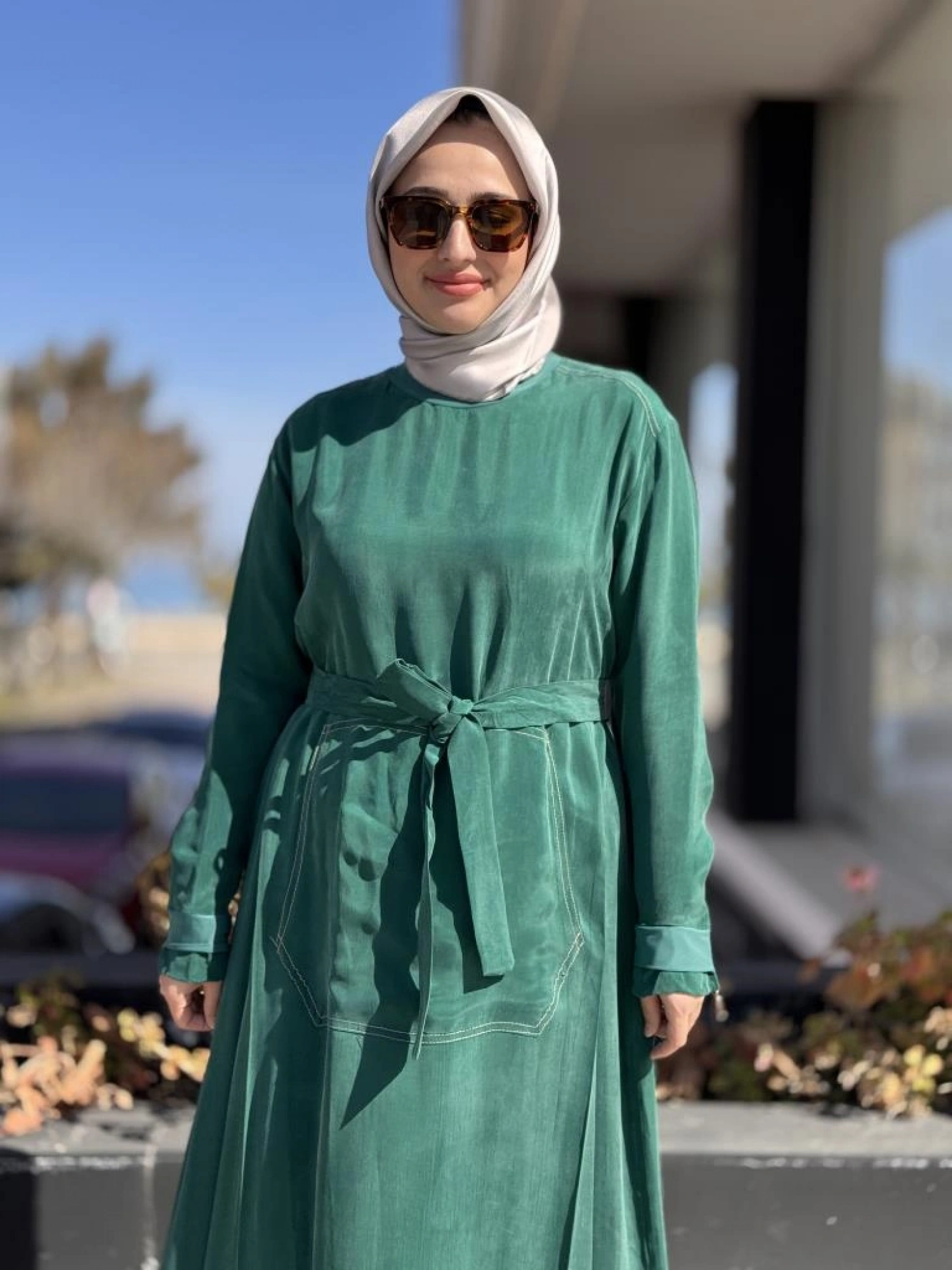 Misswhence Cep Detaylı Spor Dikişli Cupra İpek Elbise 37838