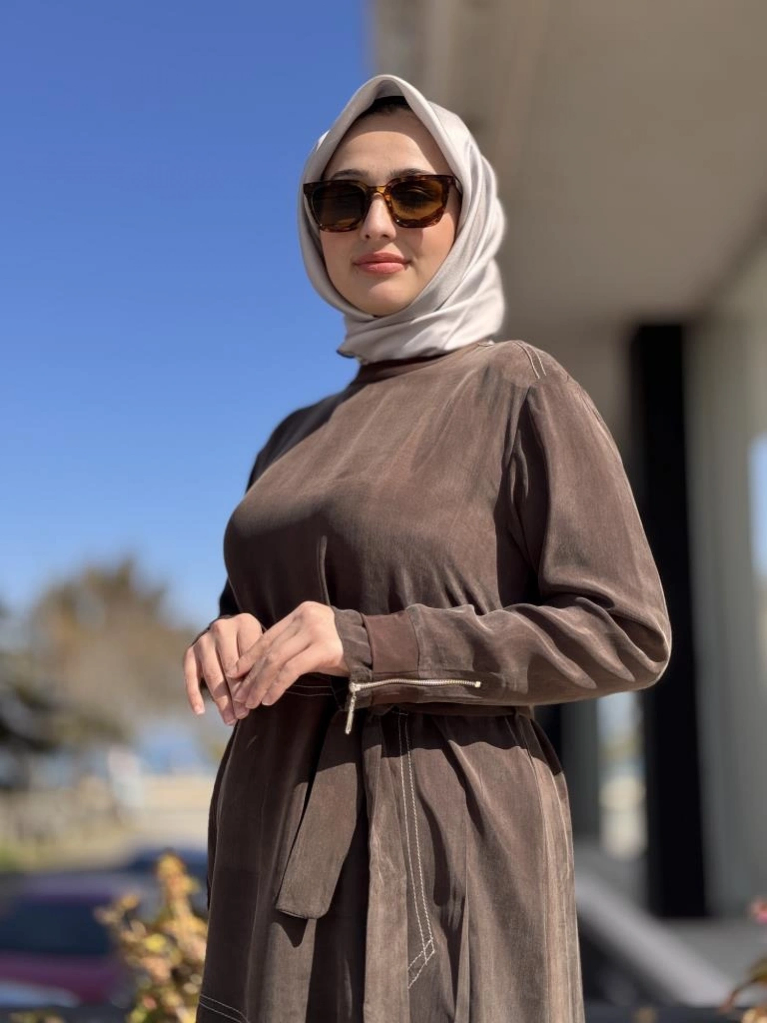 Misswhence Cep Detaylı Spor Dikişli Cupra İpek Elbise 37838