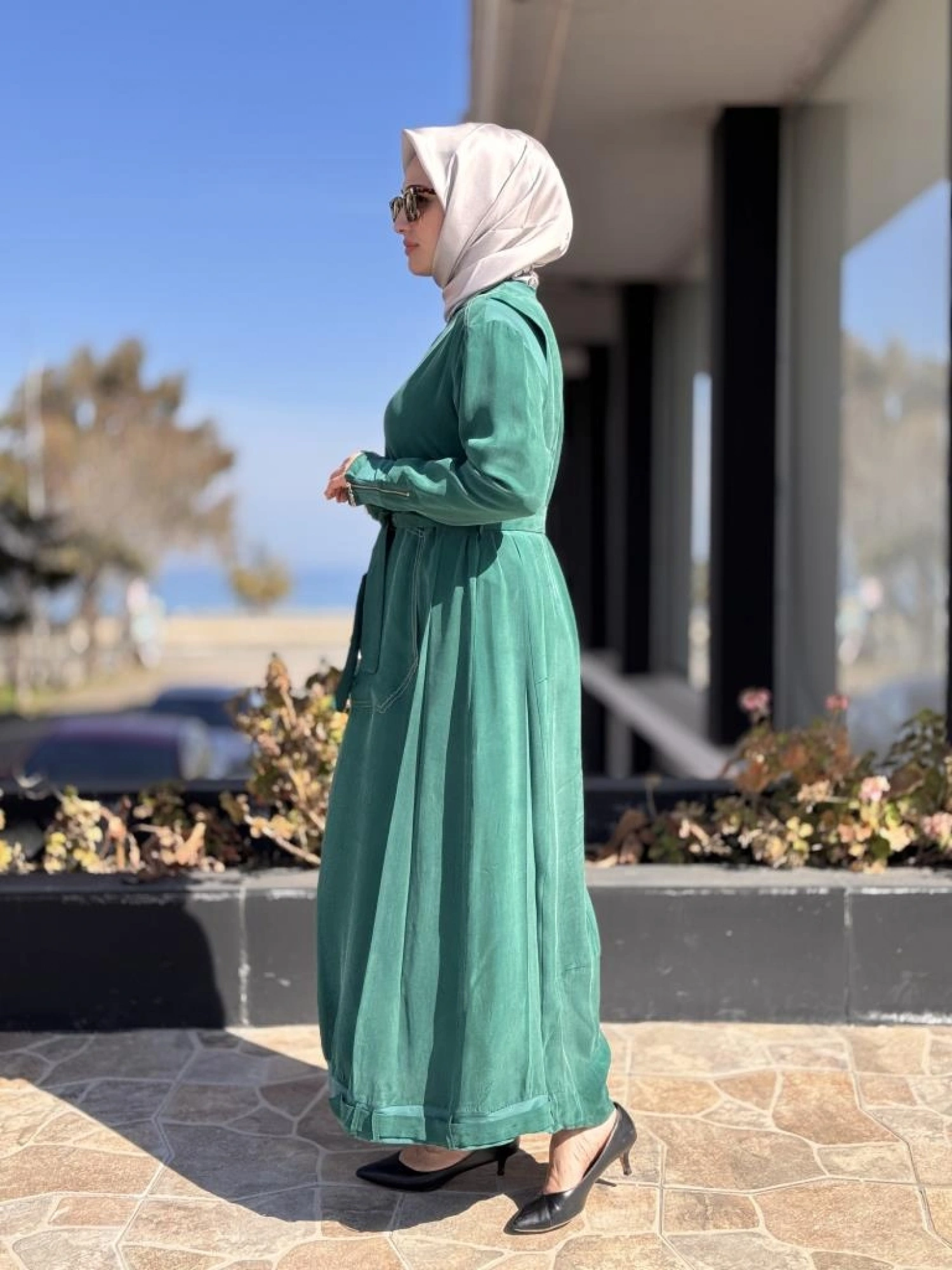 Misswhence Cep Detaylı Spor Dikişli Cupra İpek Elbise 37838