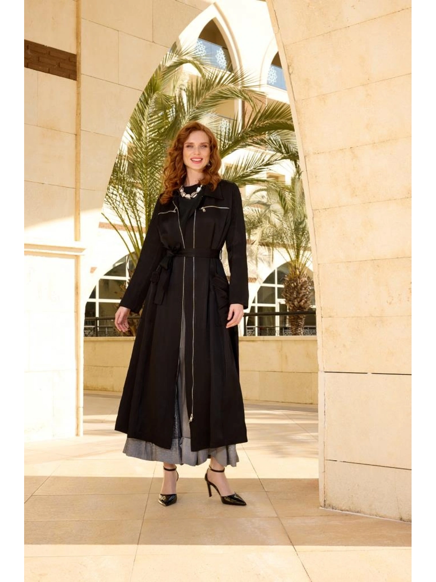 Misswhence Cep ve Fermuar Detaylı Chanel Keten Pardesü 37515