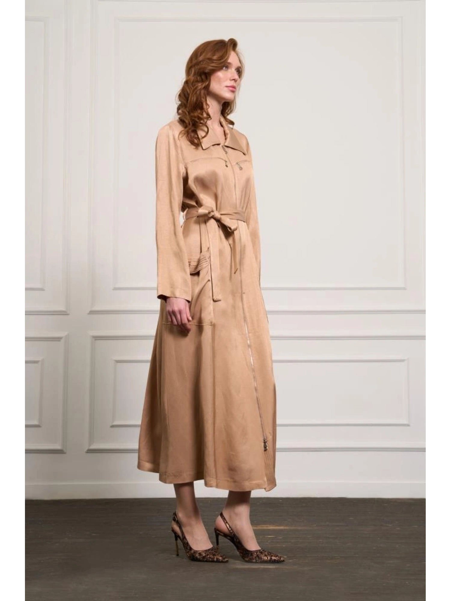 Misswhence Cep ve Fermuar Detaylı Chanel Keten Pardesü 37515