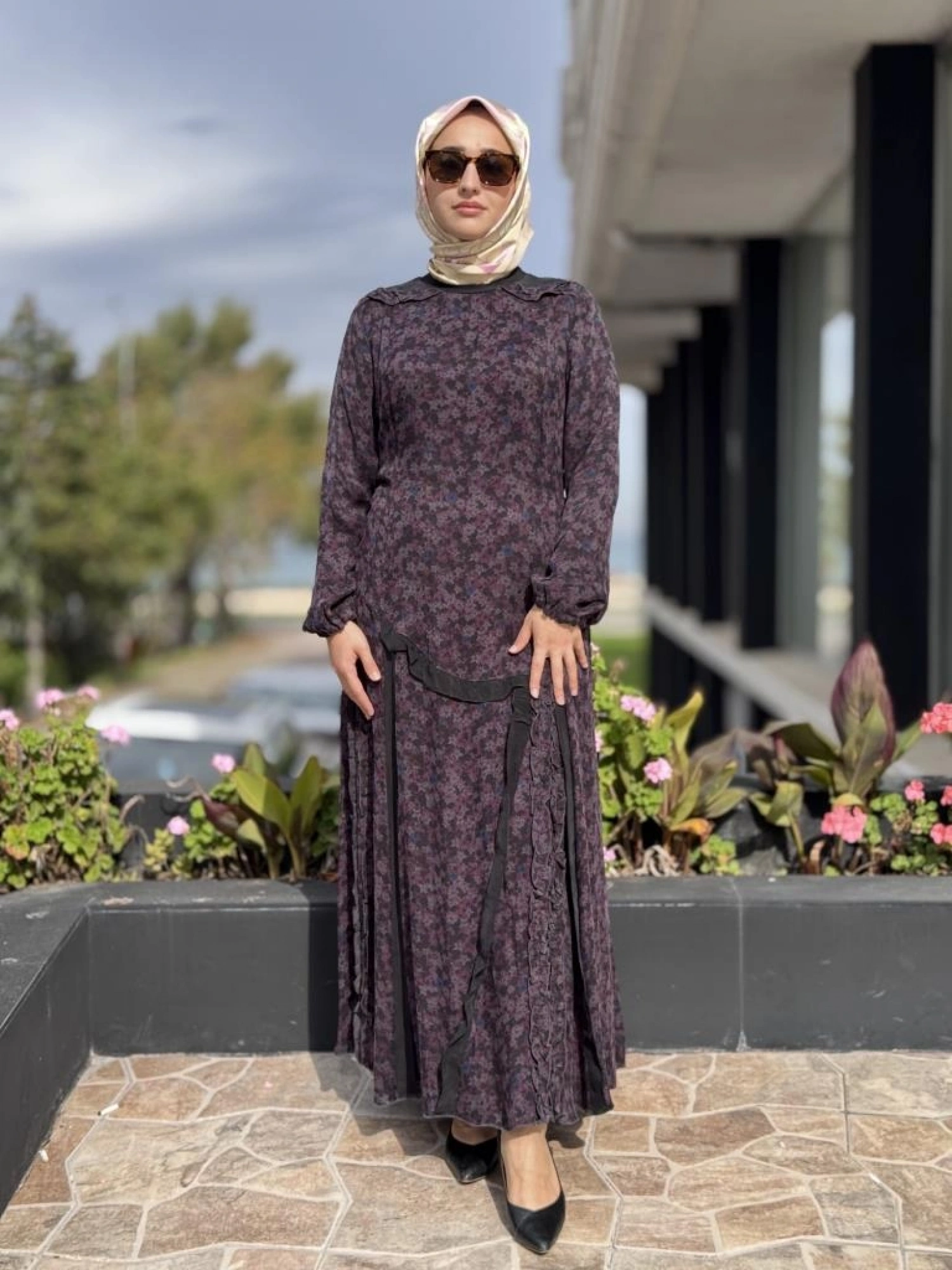 Misswhence Çiçek Desenli Cupra İpek Elbise 38829