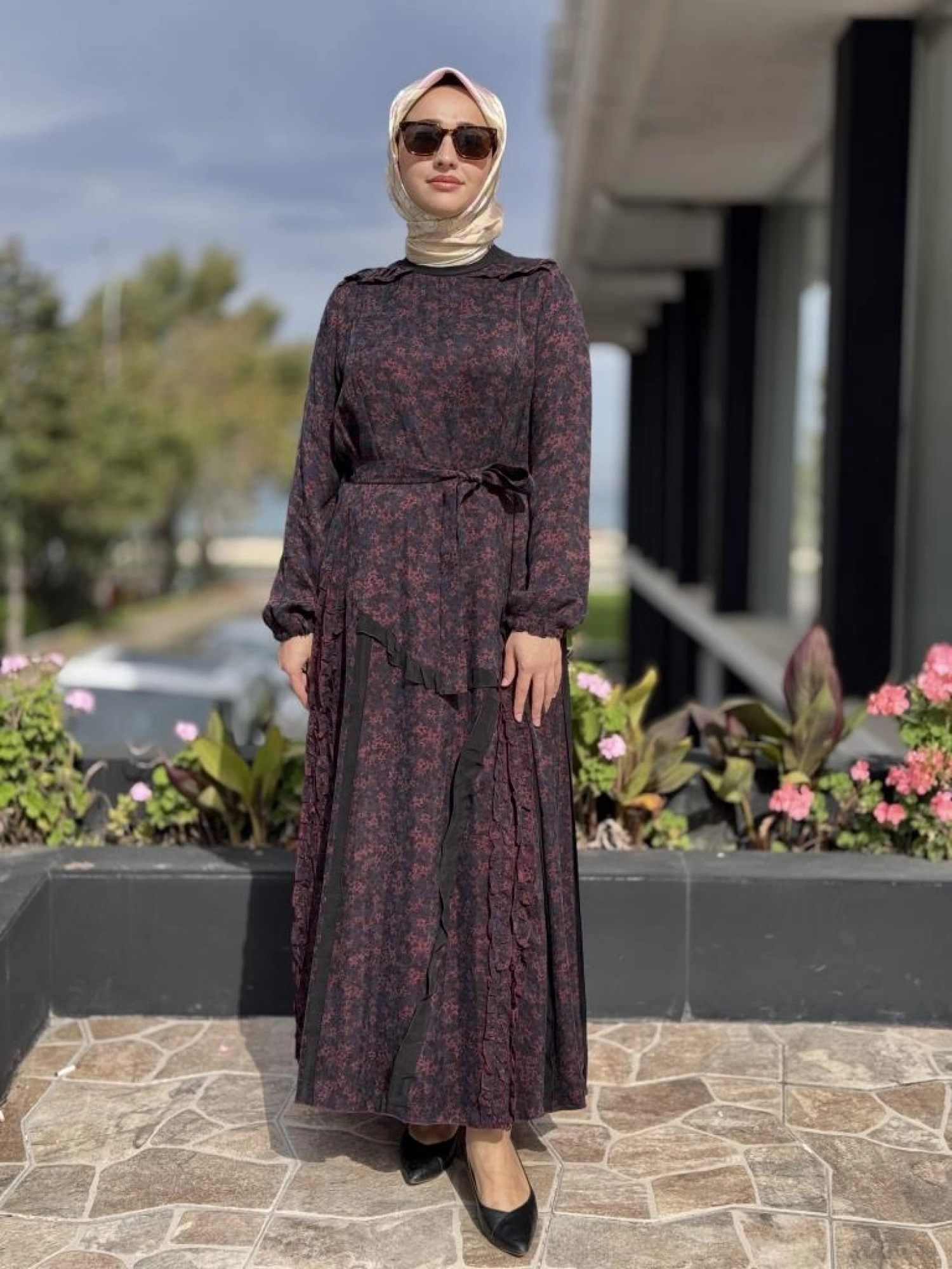 Misswhence Çiçek Desenli Cupra İpek Elbise 38829