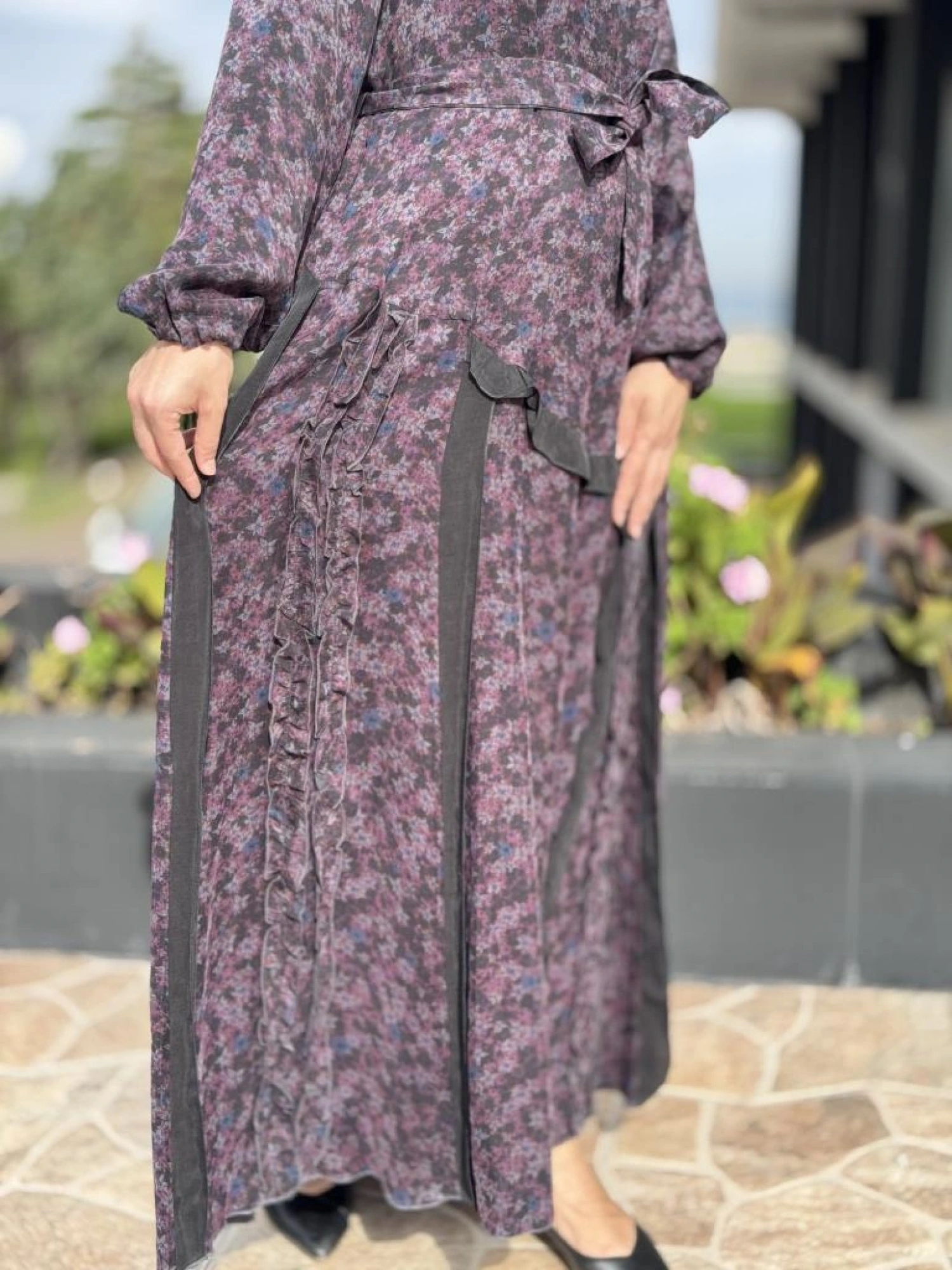 Misswhence Çiçek Desenli Cupra İpek Elbise 38829