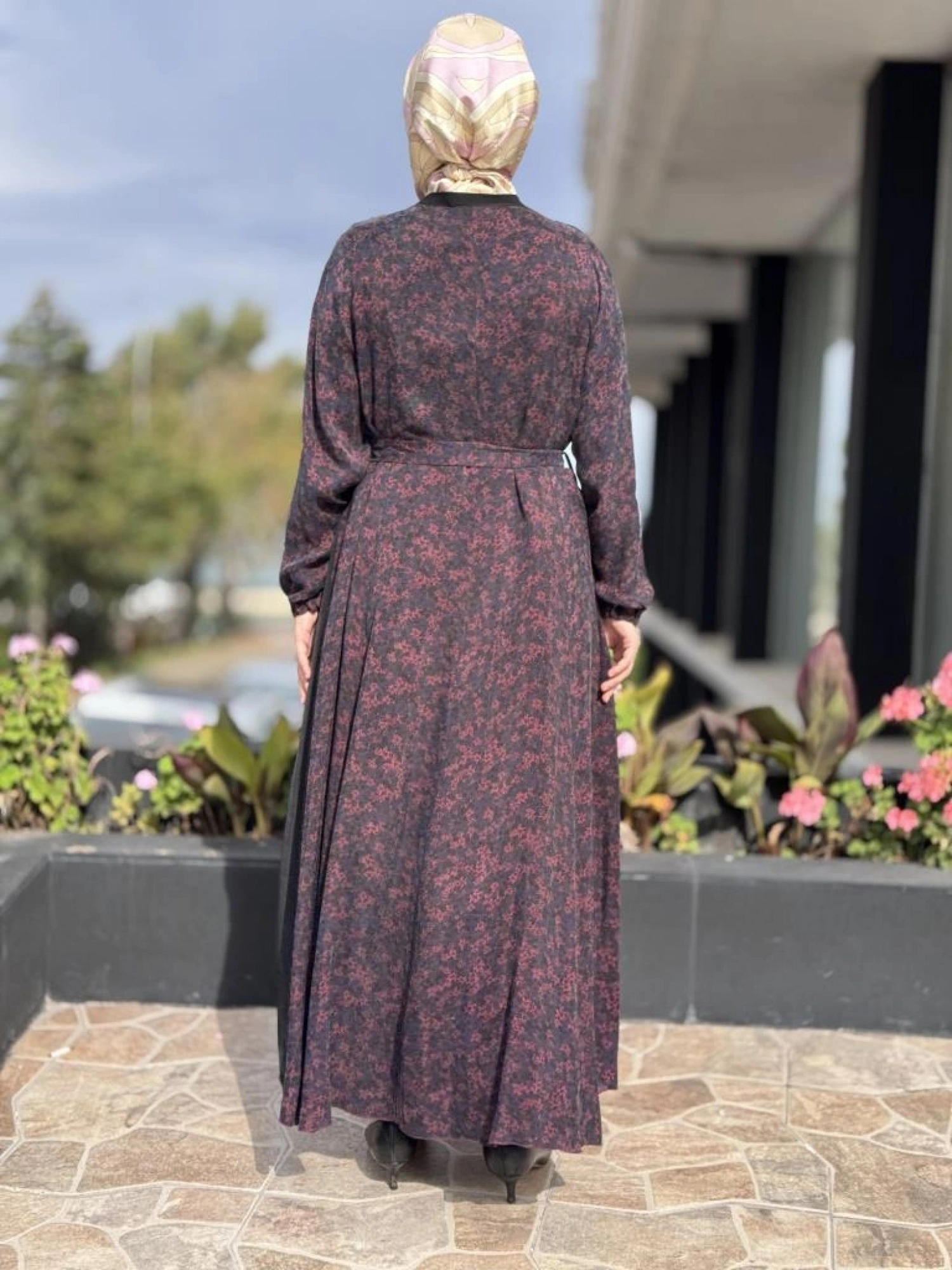 Misswhence Çiçek Desenli Cupra İpek Elbise 38829