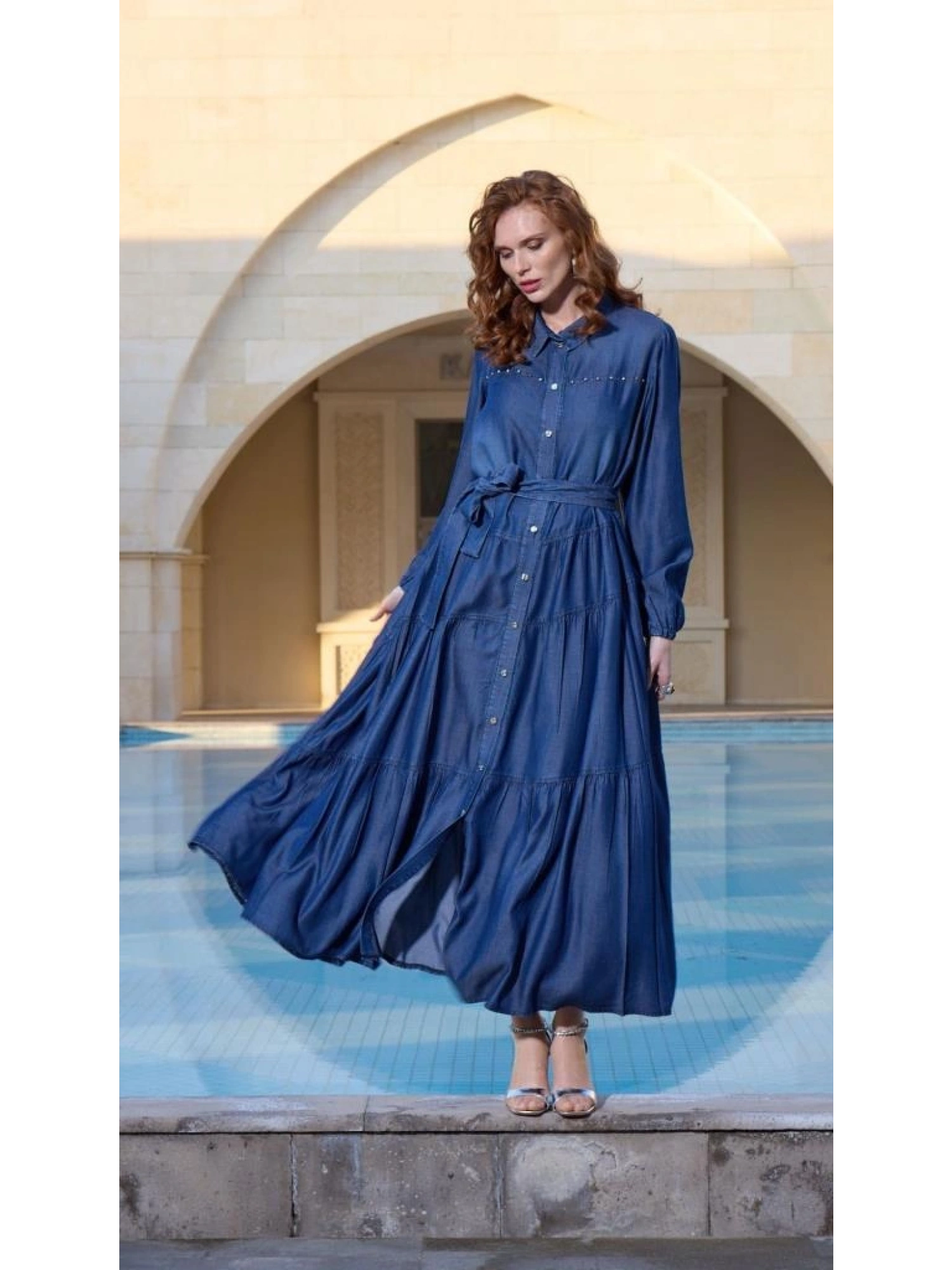 Misswhence Çıtçıtlı Tensel Kot Elbise 37842