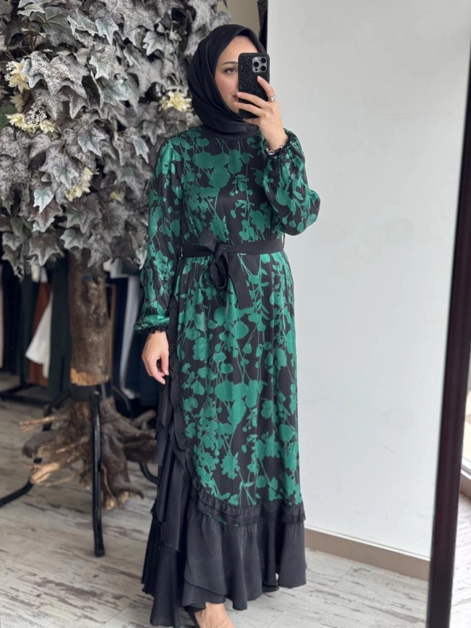 Misswhence Desenli Cupra İpek Elbise 37832