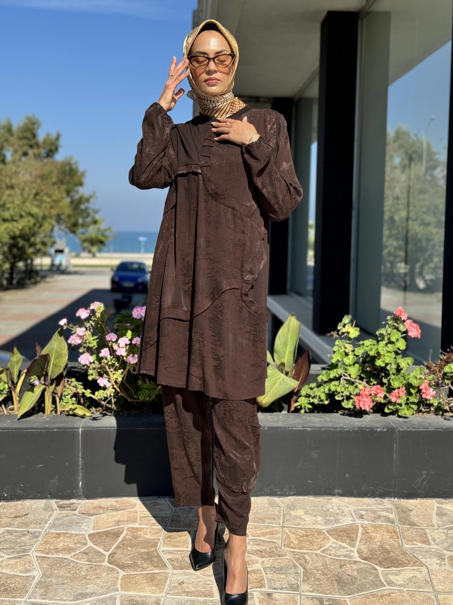 Misswhence Desenli Cupra İpek Pantolon 36107