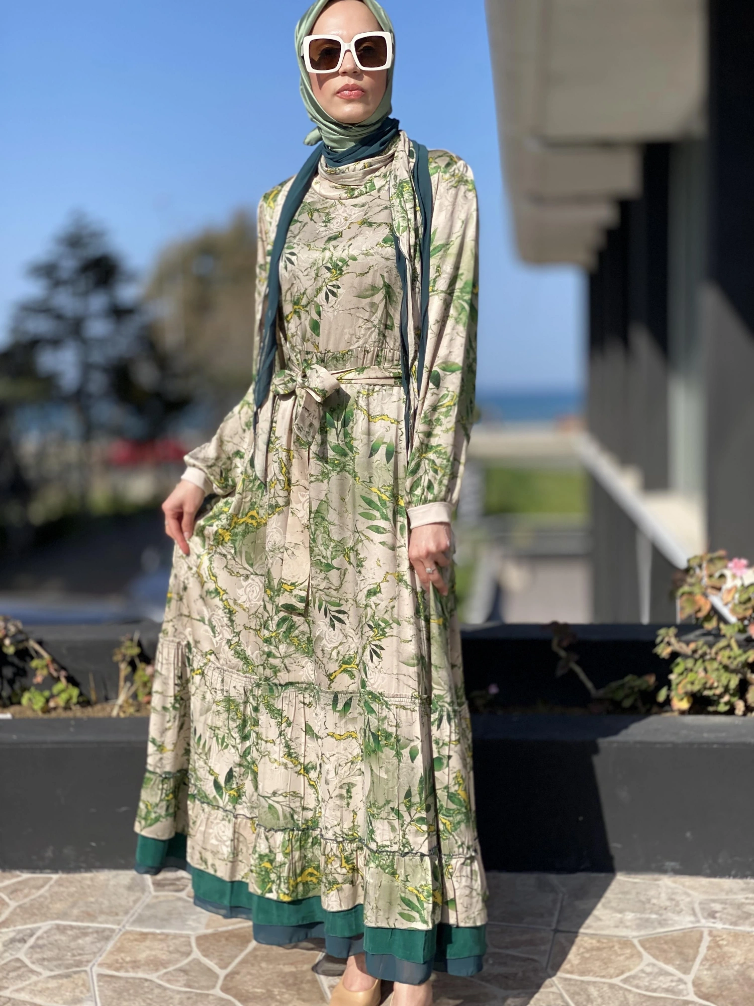 Misswhence Desenli İpek Elbise 35808