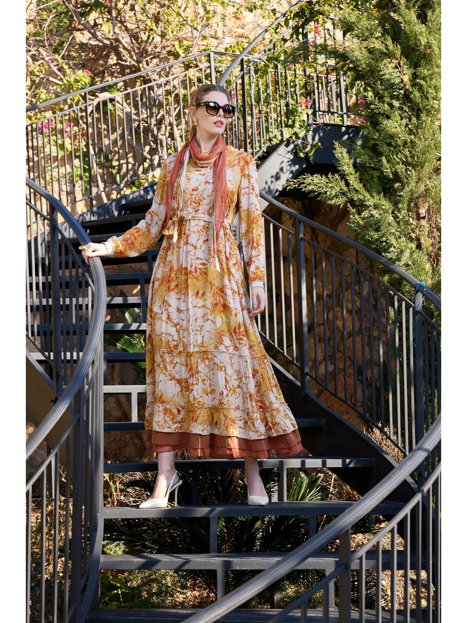 Misswhence Desenli İpek Elbise 35808