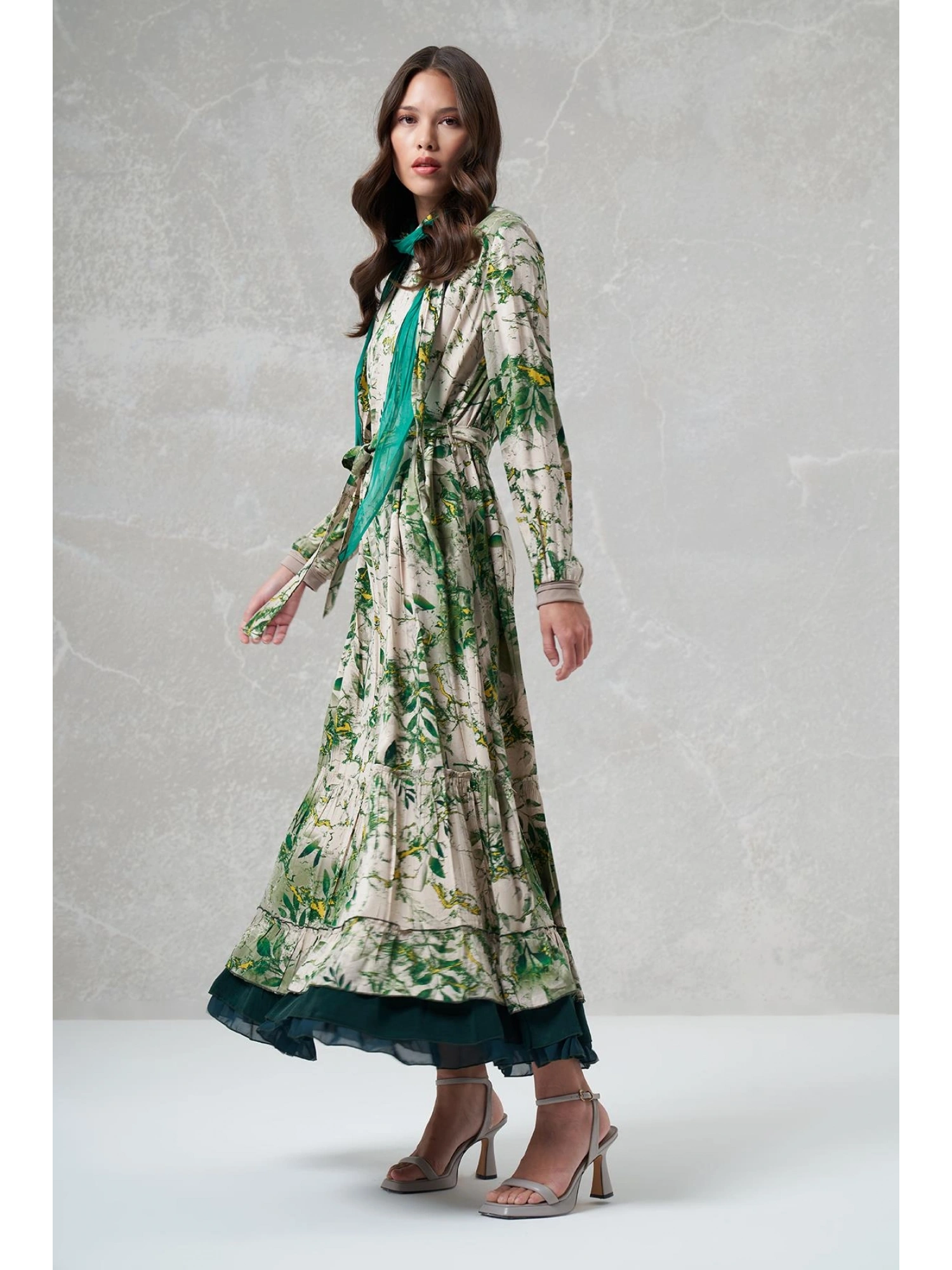 Misswhence Desenli İpek Elbise 35808