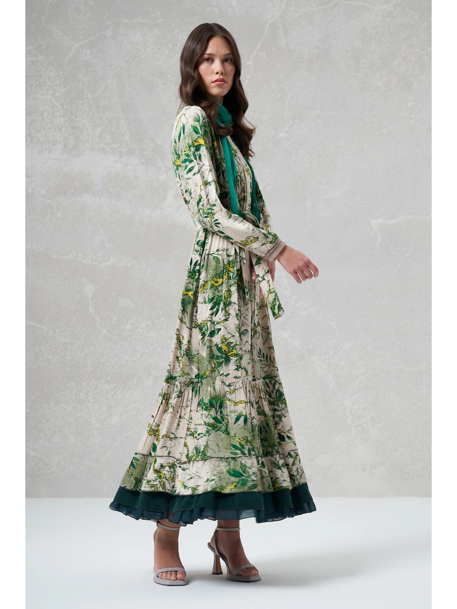 Misswhence Desenli İpek Elbise 35808