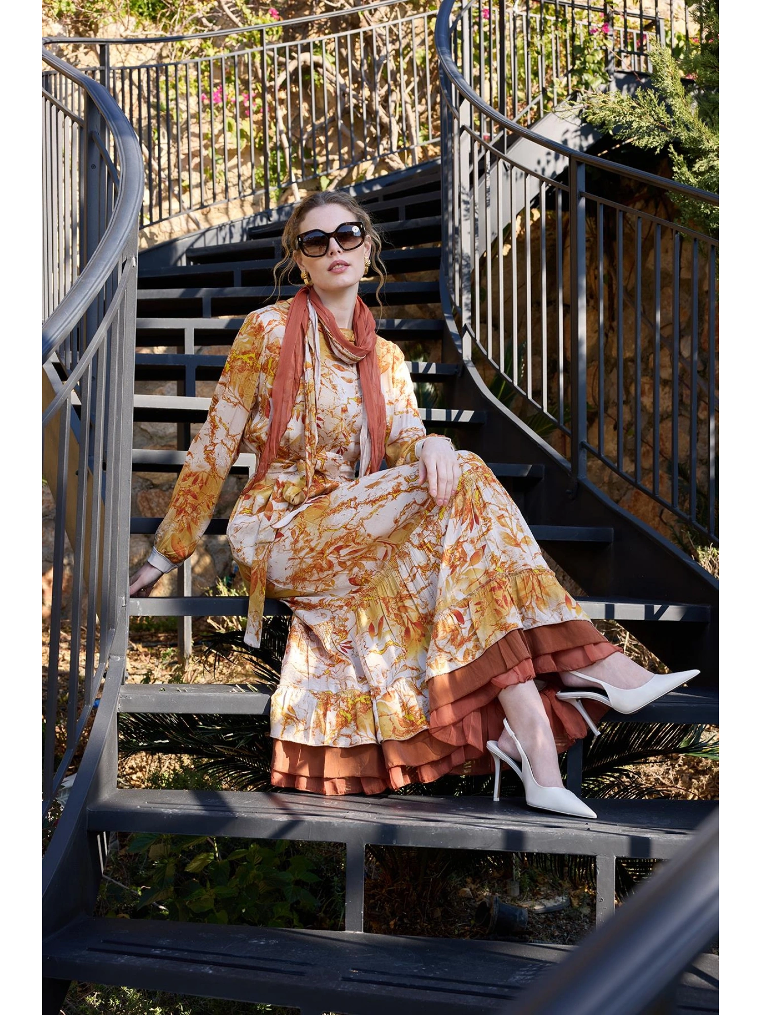 Misswhence Desenli İpek Elbise 35808