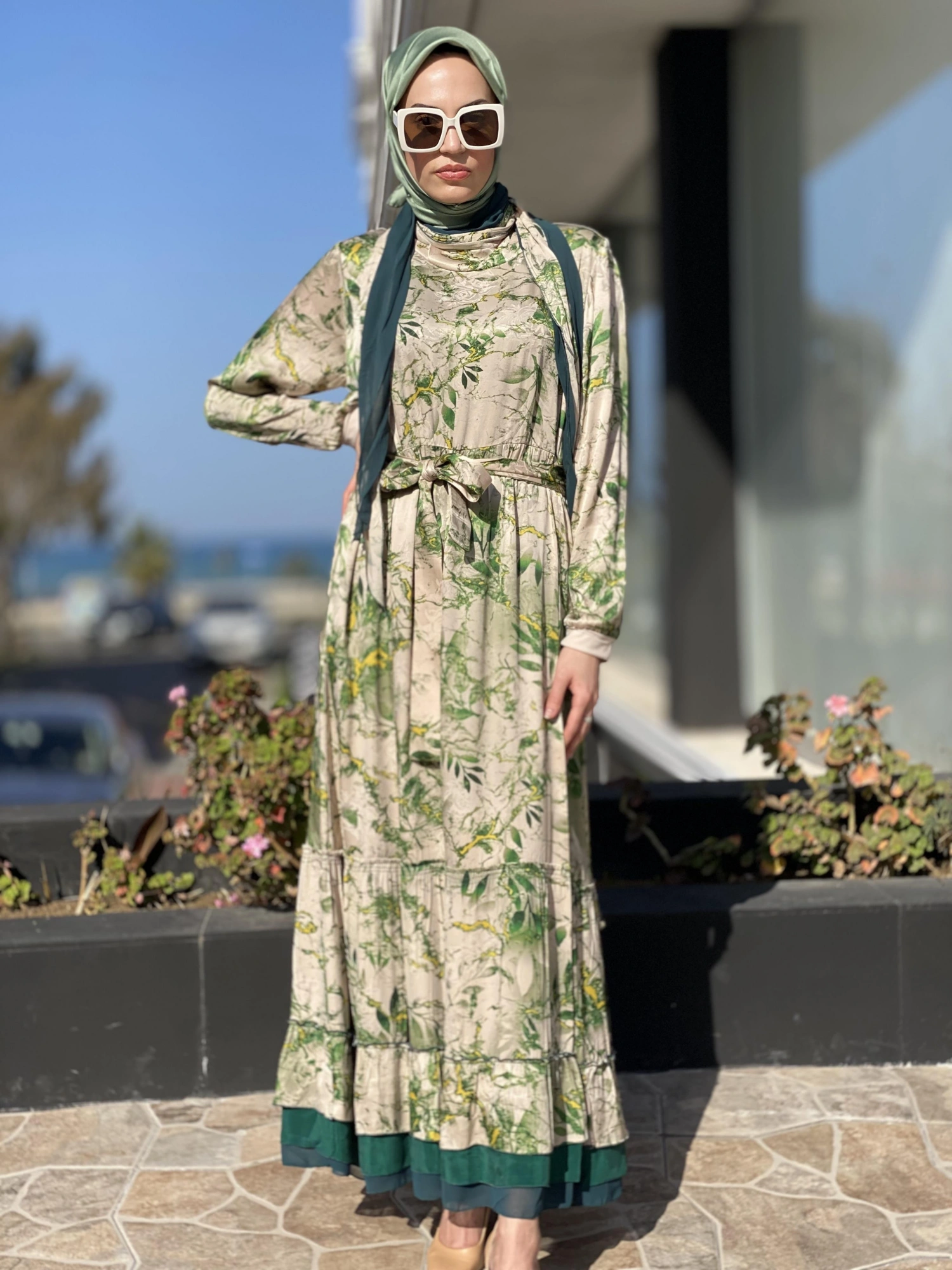 Misswhence Desenli İpek Elbise 35808