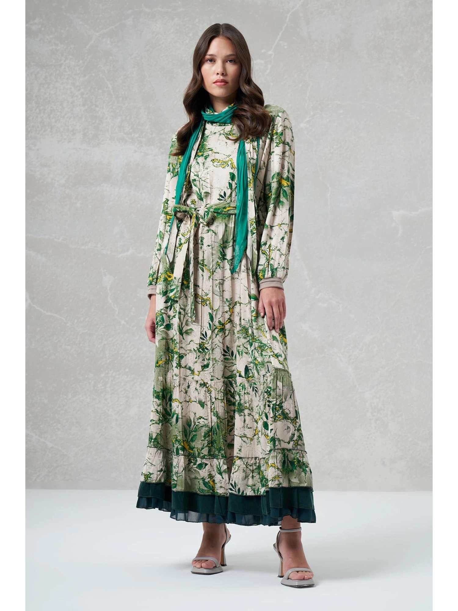 Misswhence Desenli İpek Elbise 35808