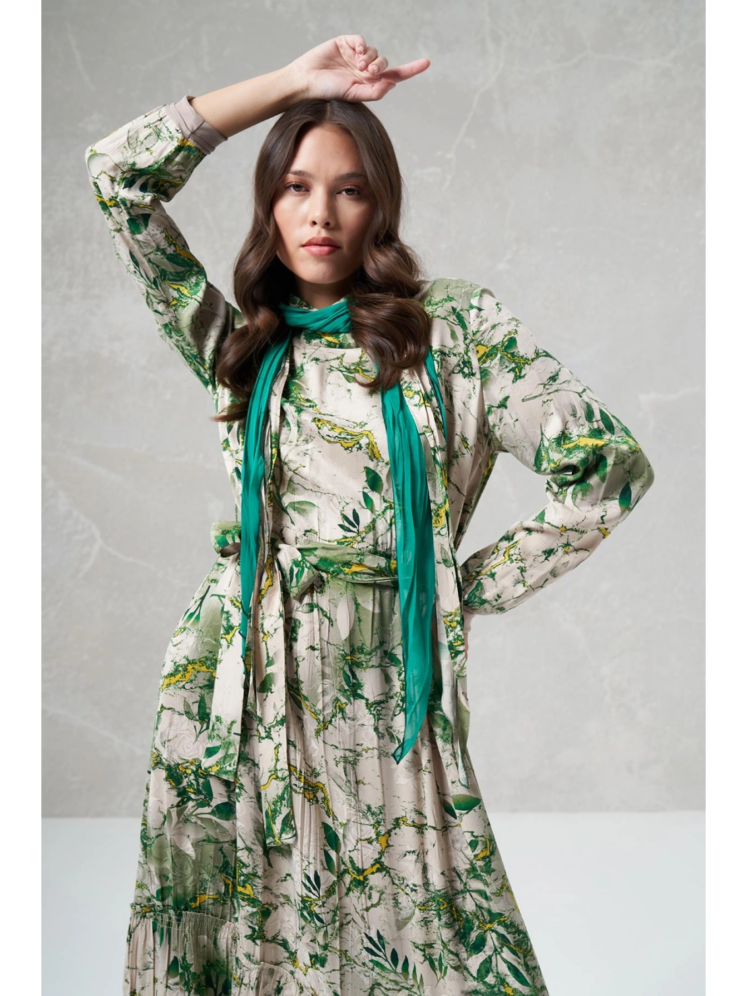 Misswhence Desenli İpek Elbise 35808