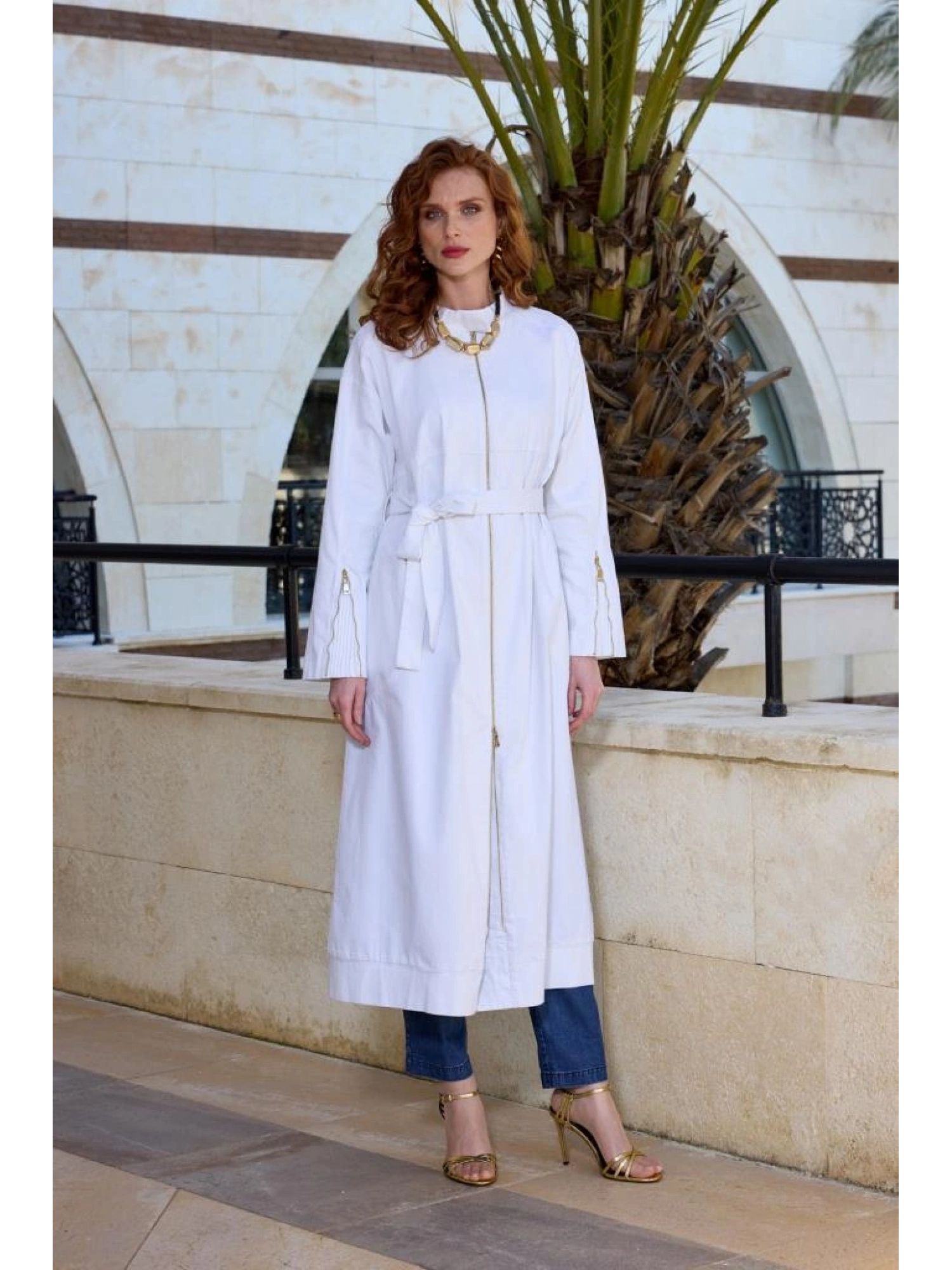 Misswhence Drape Detaylı Fermuarlı Kot Pardesü 37507