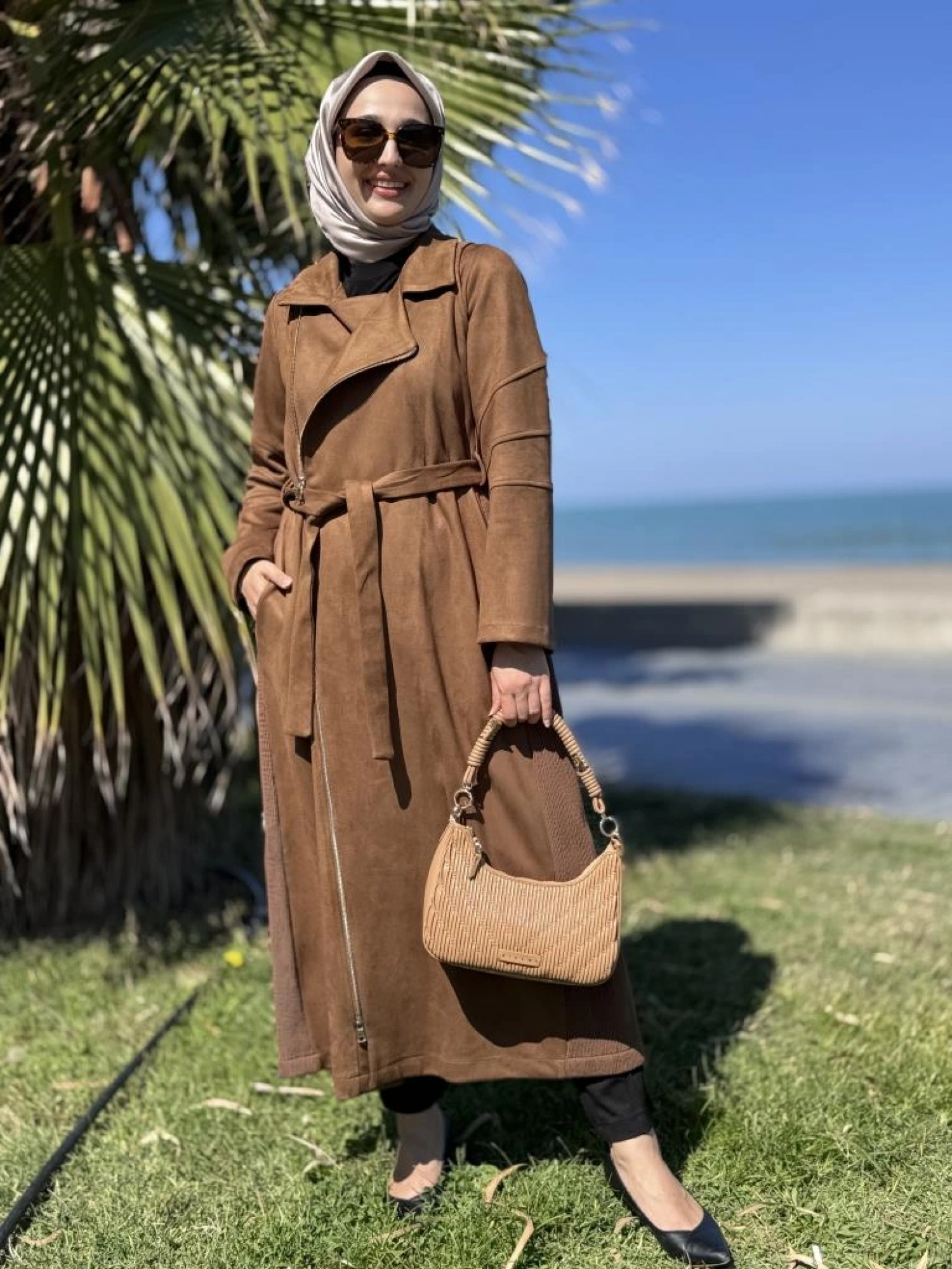 Misswhence Drape Detaylı Nubuk Pardesü 38502